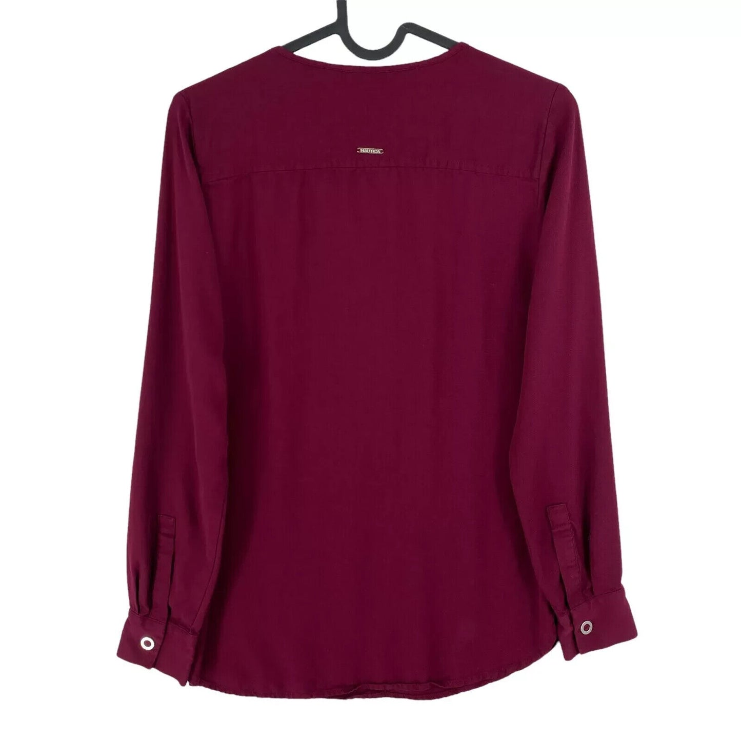 NAUTICA Women Dark Red Long Sleeves Crew Neck Shirt Blouse Size XS