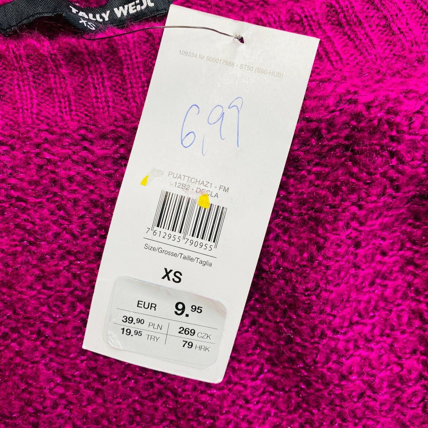 TALLY WEIJL Dark Pink Crew Neck Sweater Jumper Size 2XS XS