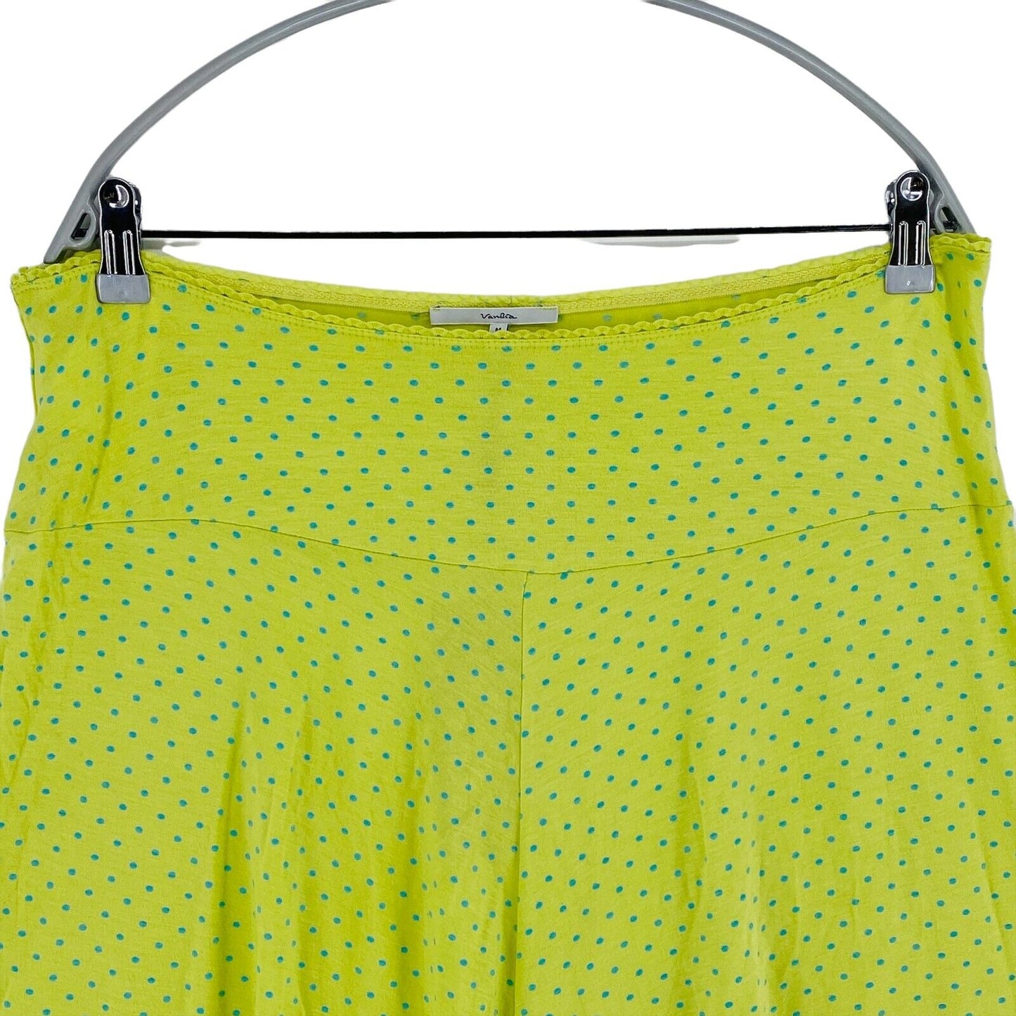 Vanilia Polka Dot Yellow Flare Jersey Skirt Size M