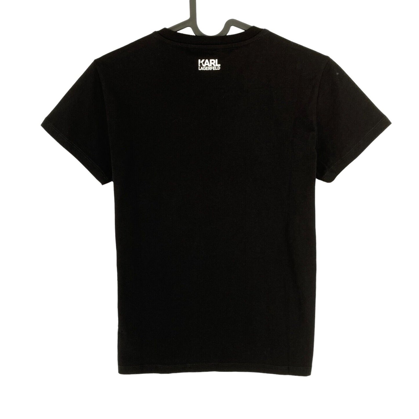 Karl Lagerfeld Black Cameo Crew Neck Tee T Shirt Size XS