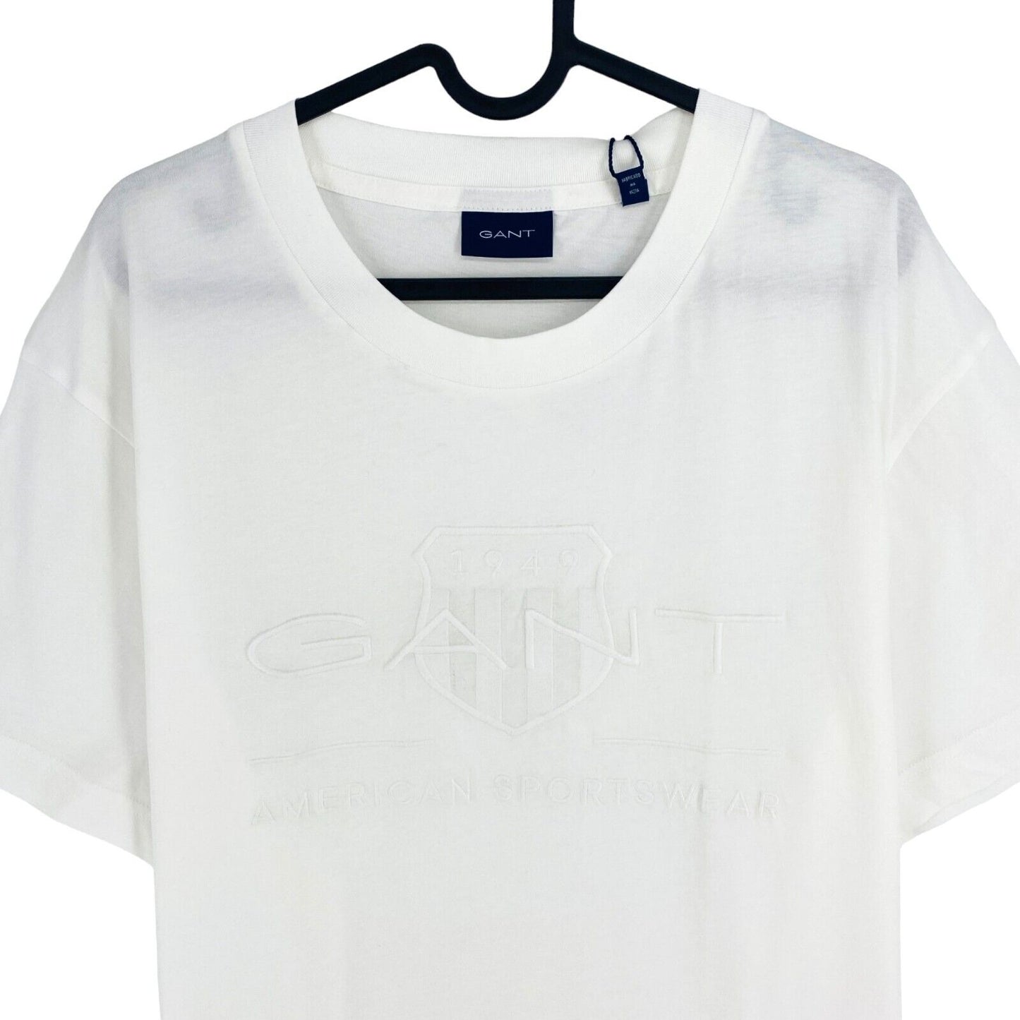 GANT Men White Tonal Archive Shield Crew Neck Short Sleeves T Shirt Size XL