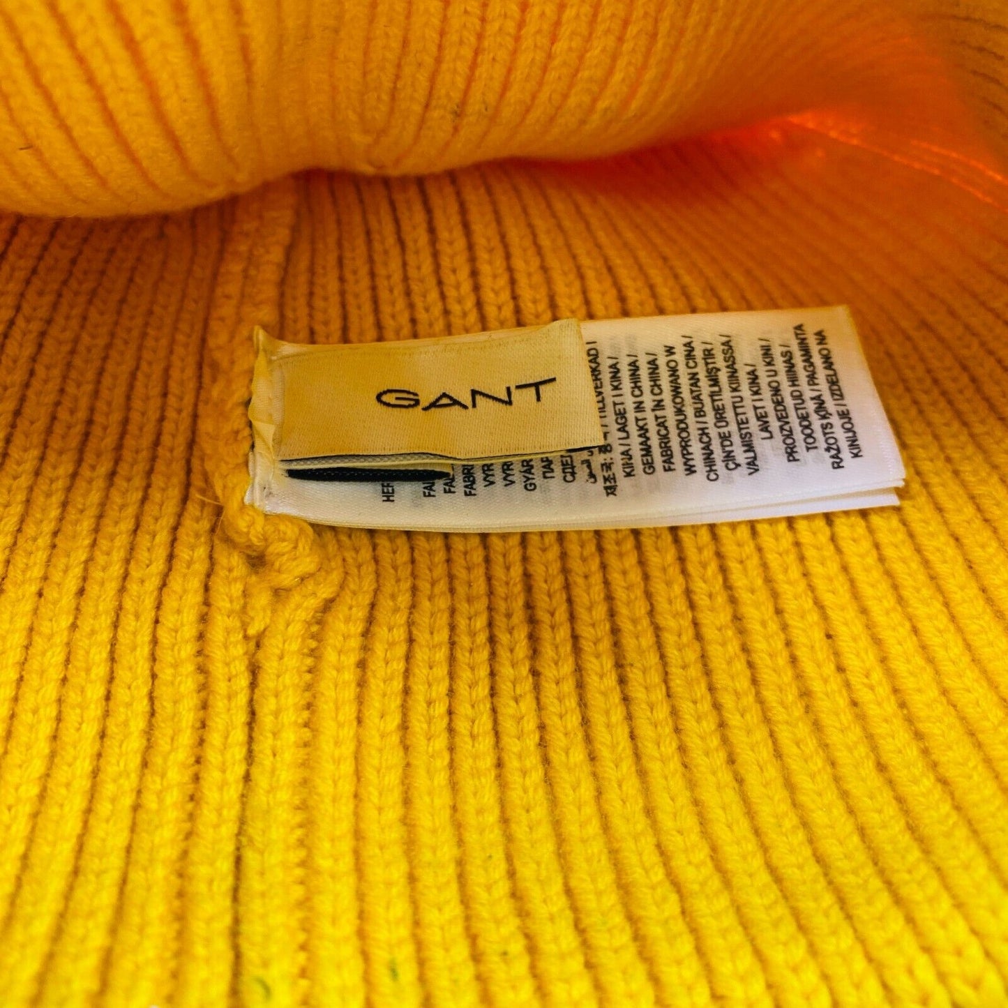 GANT Unisex Yellow Cotton Wool Blend Beanie Winter Hat One Size