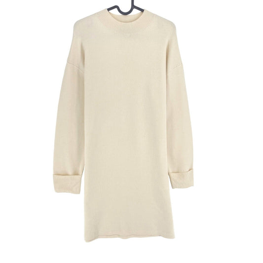 VERO MODA Robe pull beige à manches longues et col rond pour femme Taille S