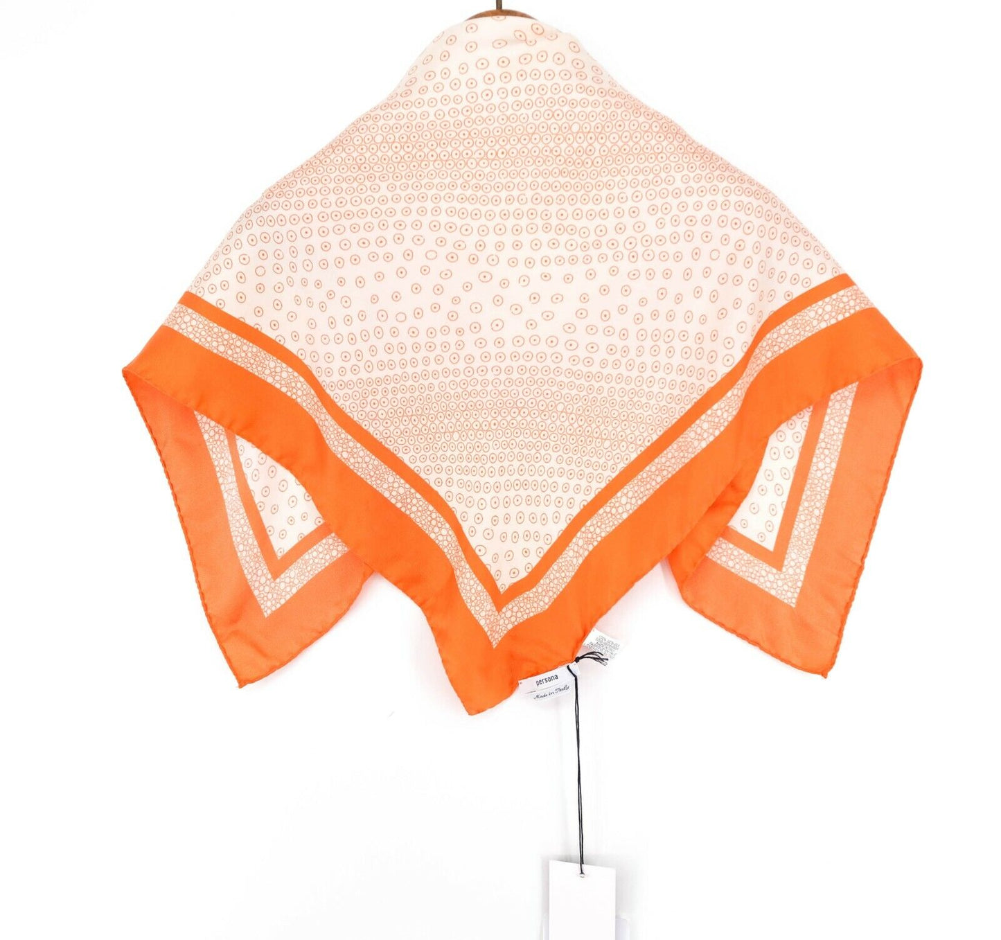 PERSONA White Orange 100% Silk Square Scarf Shawl