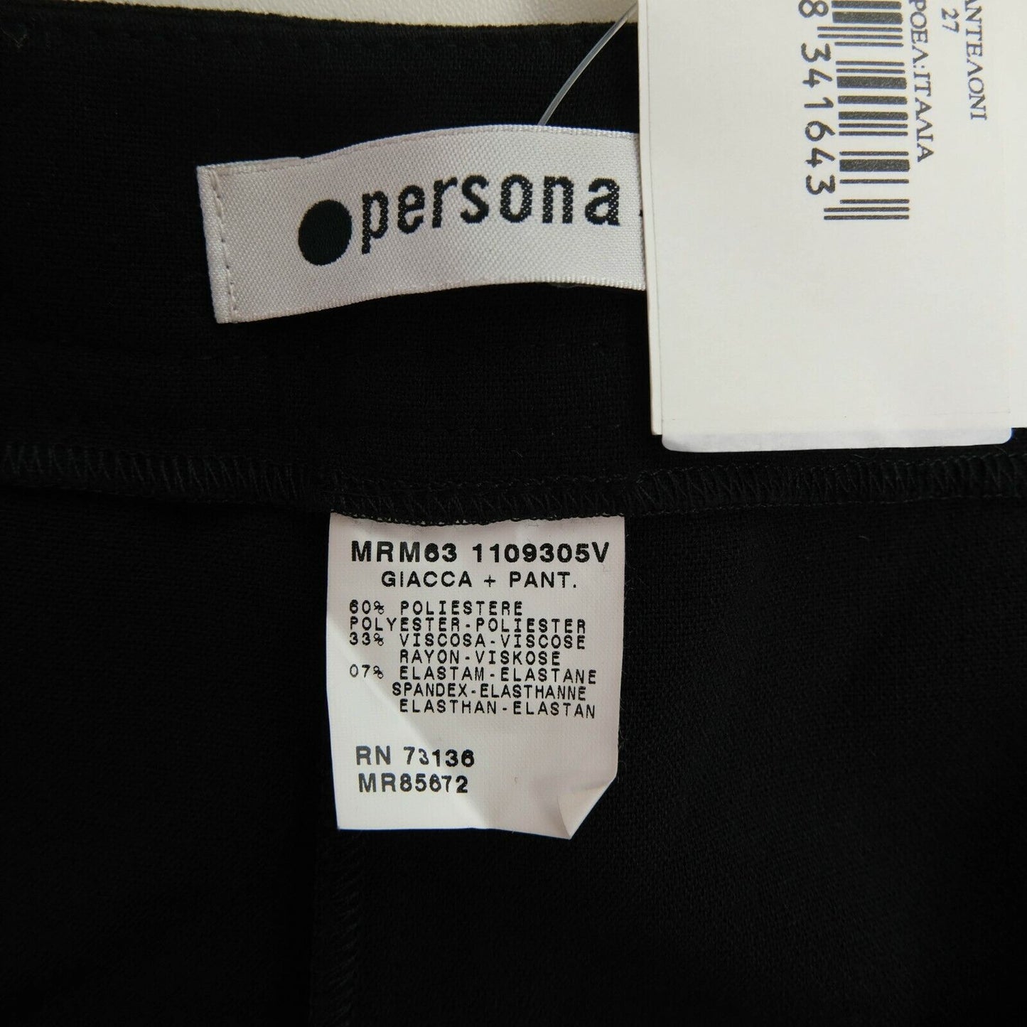 PERSONA Schwarze Hose Größe EU 48 50 UK 20 22 US 18 20