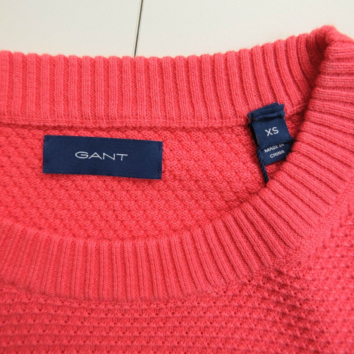 GANT Red Crew Neck Texture Sweater Jumper Size XS