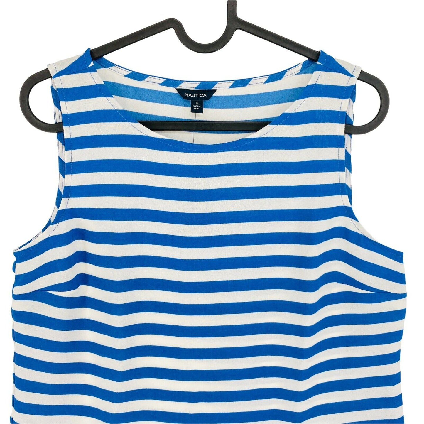 NAUTICA Blue Striped Crew Neck Sleeveless Blouse Top Size S