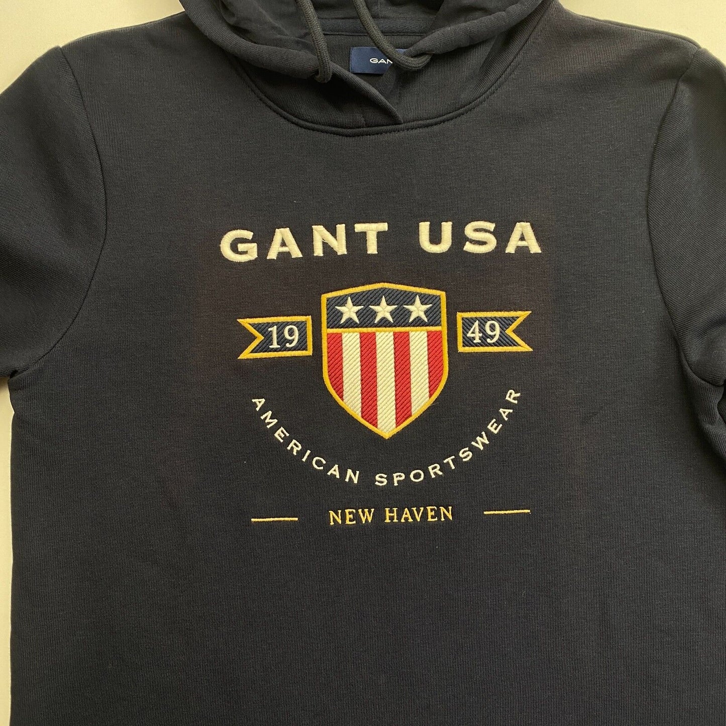 GANT Women Navy Blue Banner Shield Long Sleeves Hoodie Dress Size XS