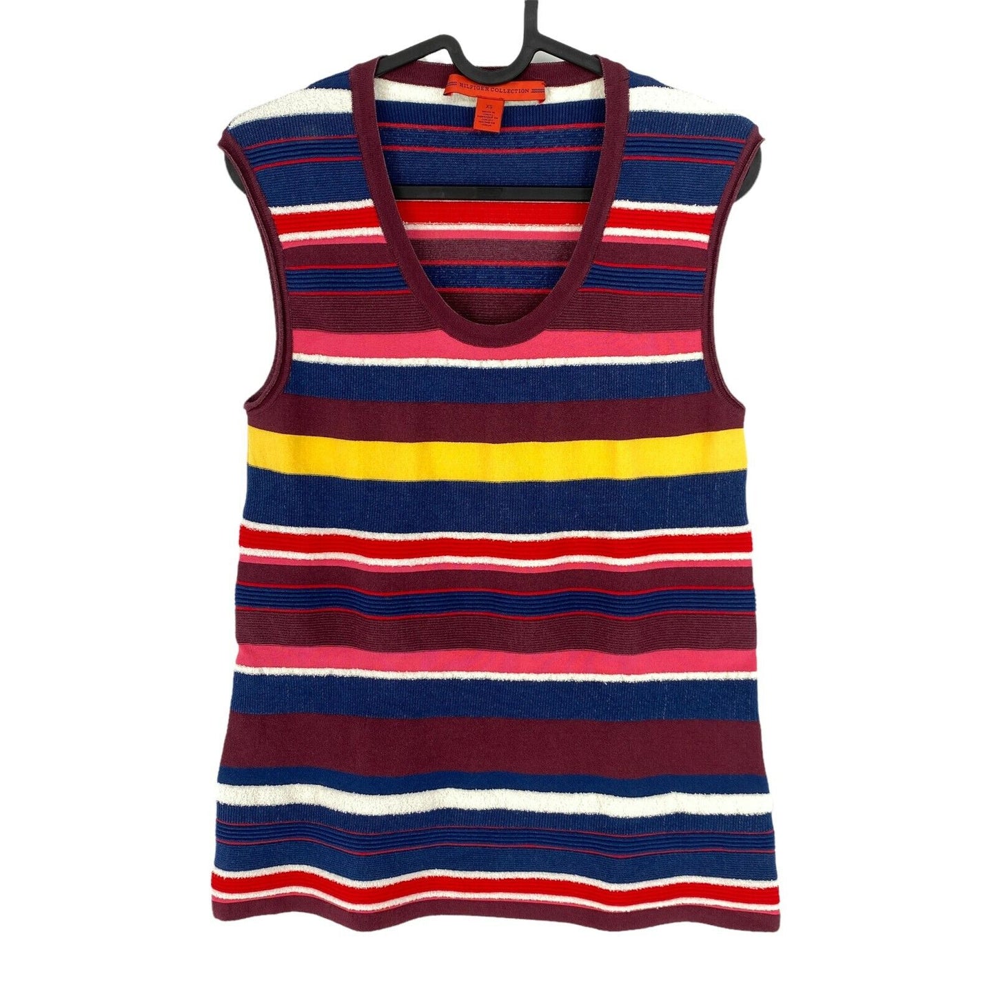 TOMMY HILFIGER COLLECTION Coloured Striped Round Neck Tank Top T Shirt Size XS