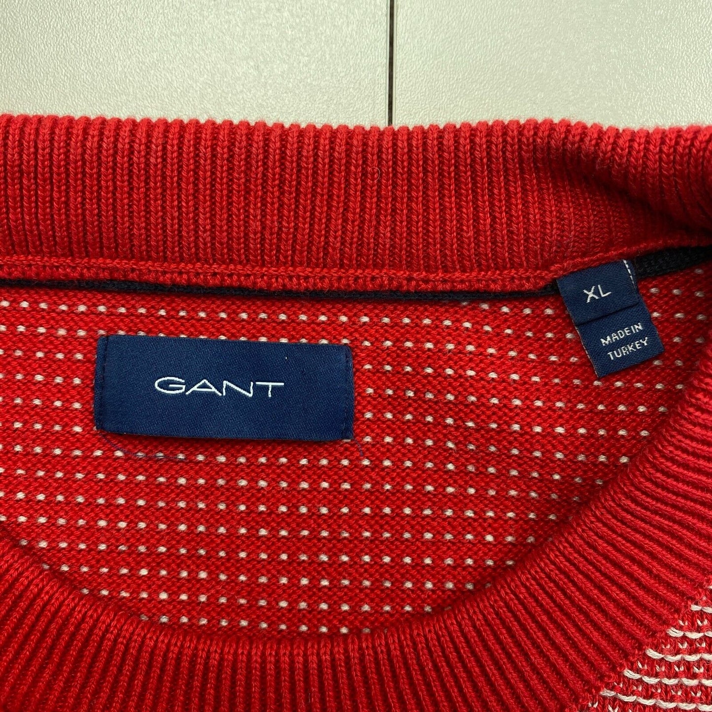 GANT Red Light Texture Crew Neck Sweater Jumper Size XL