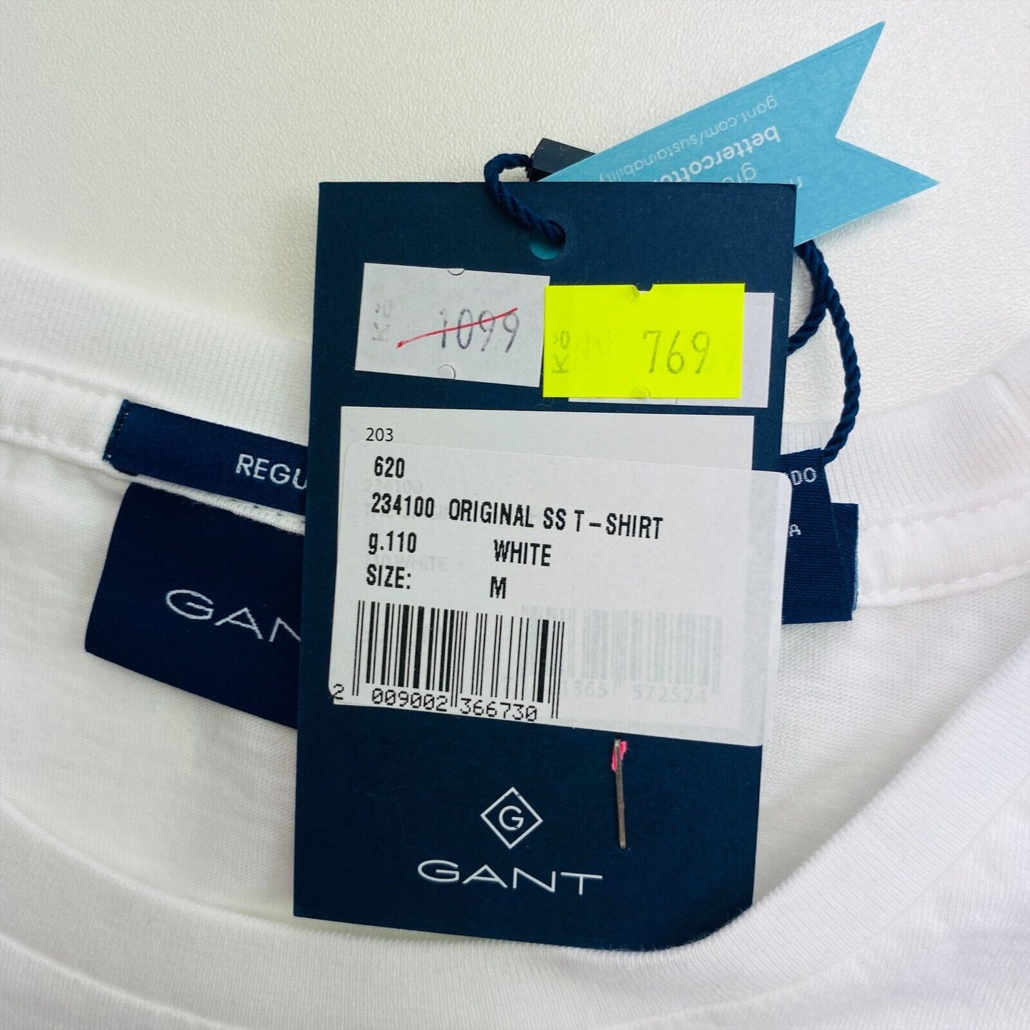 GANT White Original Regular Crew Neck T-Shirt Size M