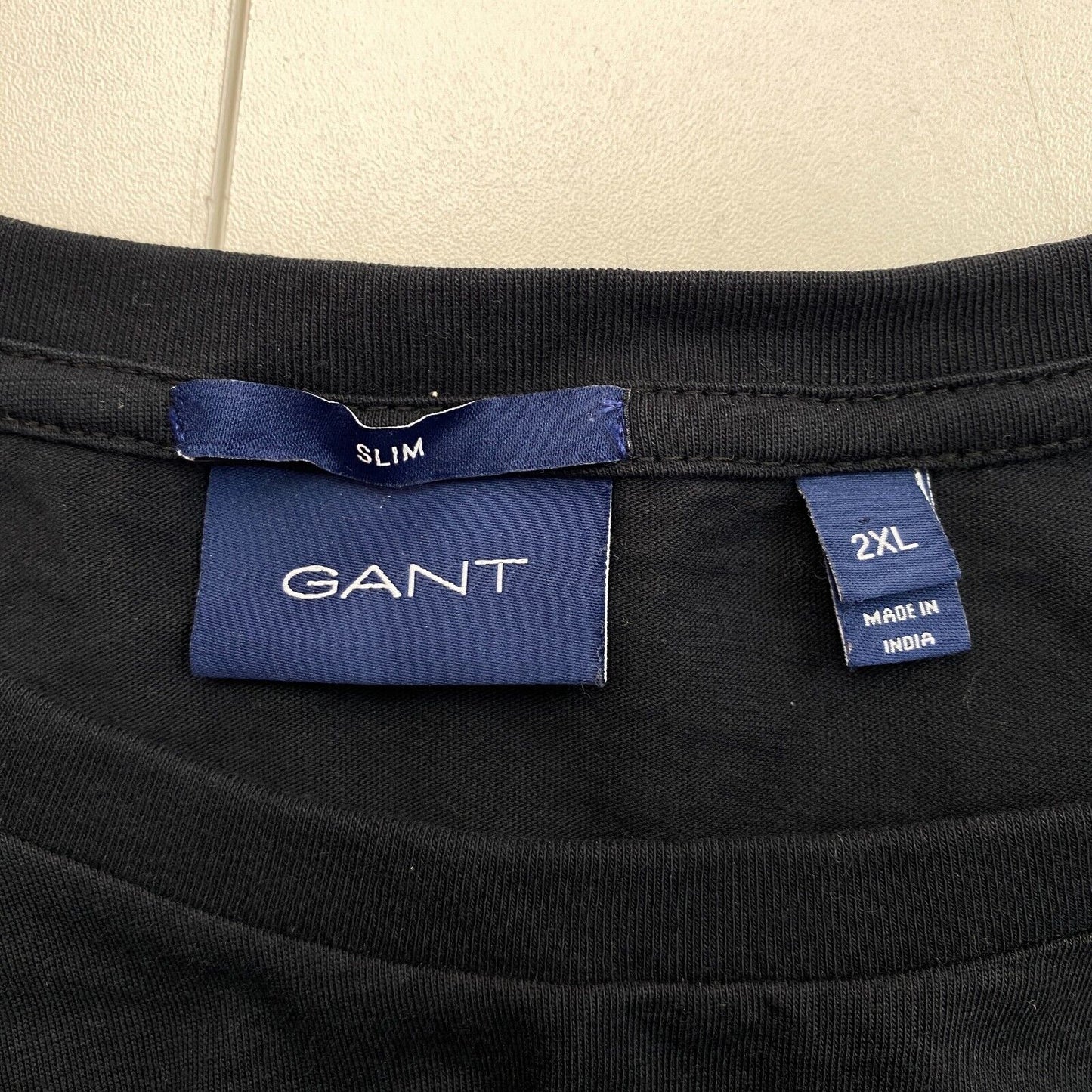 GANT Men Black Original Slim Fit Crew Neck Short Sleeve T Shirt Size 2XL