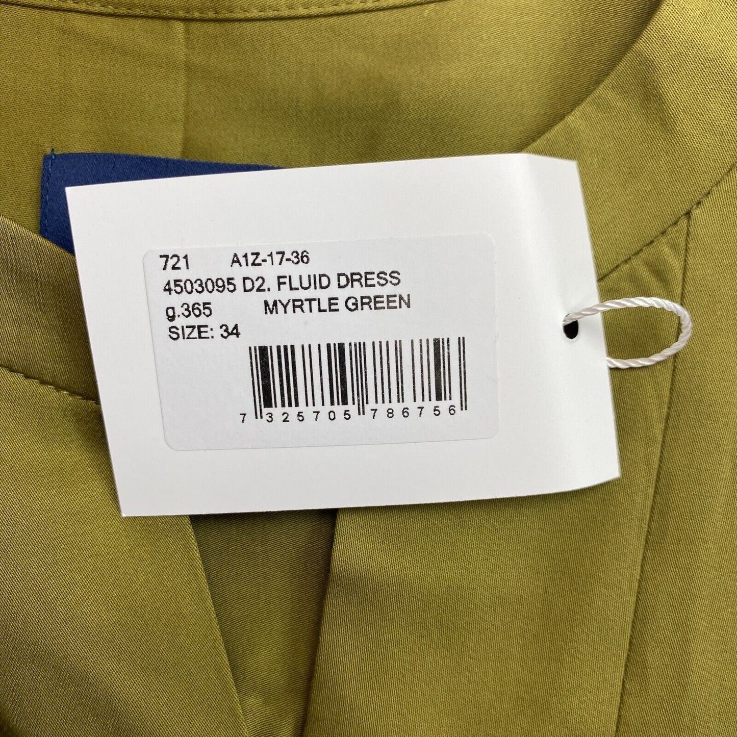 GANT Grünes, fließendes, ausgestelltes Kleid mit kurzen Ärmeln, Größe EU 34 UK 6 US 4