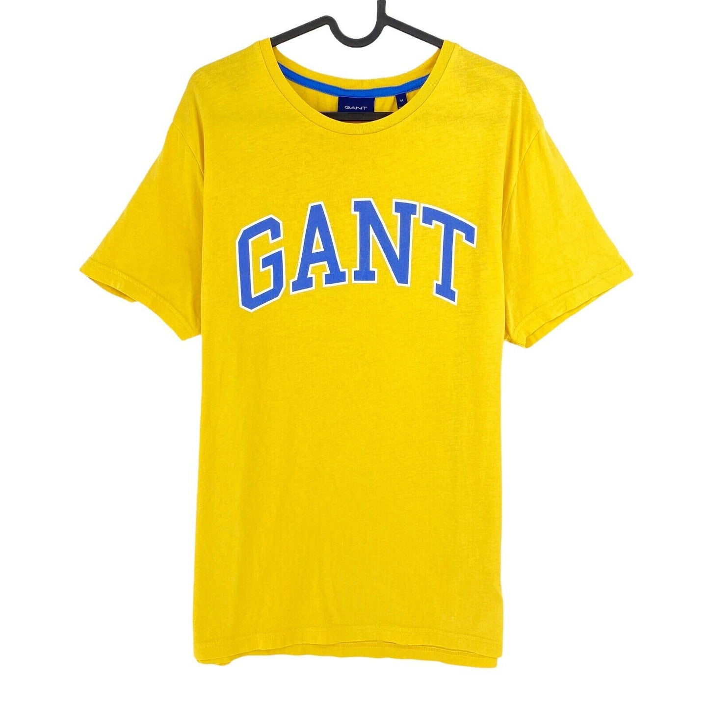 GANT T-Shirt mit Rundhalsausschnitt und gelbem Umriss-Logo, Größe M