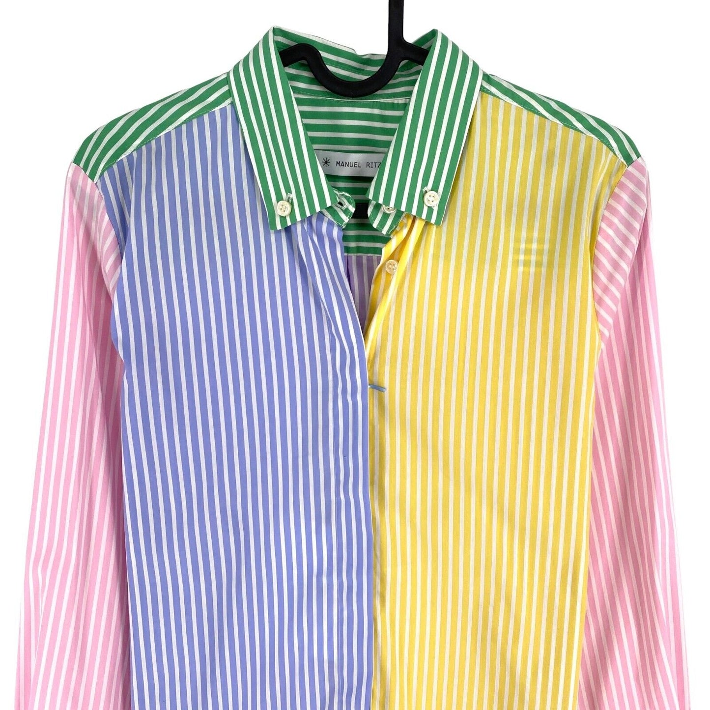 Manuel Ritz Women Colored Striped Long Sleeves Shirt Size M