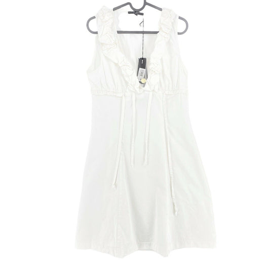 NUAN White V Neck A Line Dress Size IT 46 EU 42 UK 14 US 12