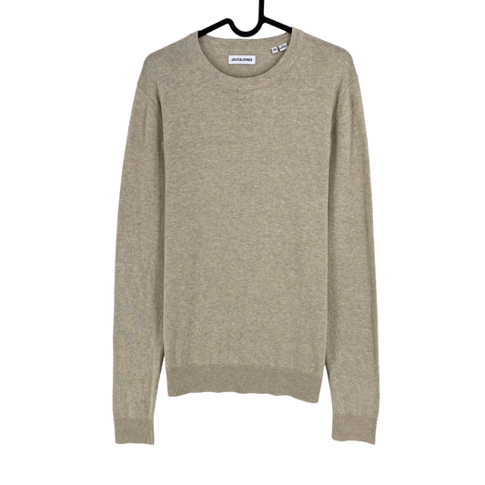 JACK&amp;JONES Pull à col rond en tricot beige pour homme Taille XS