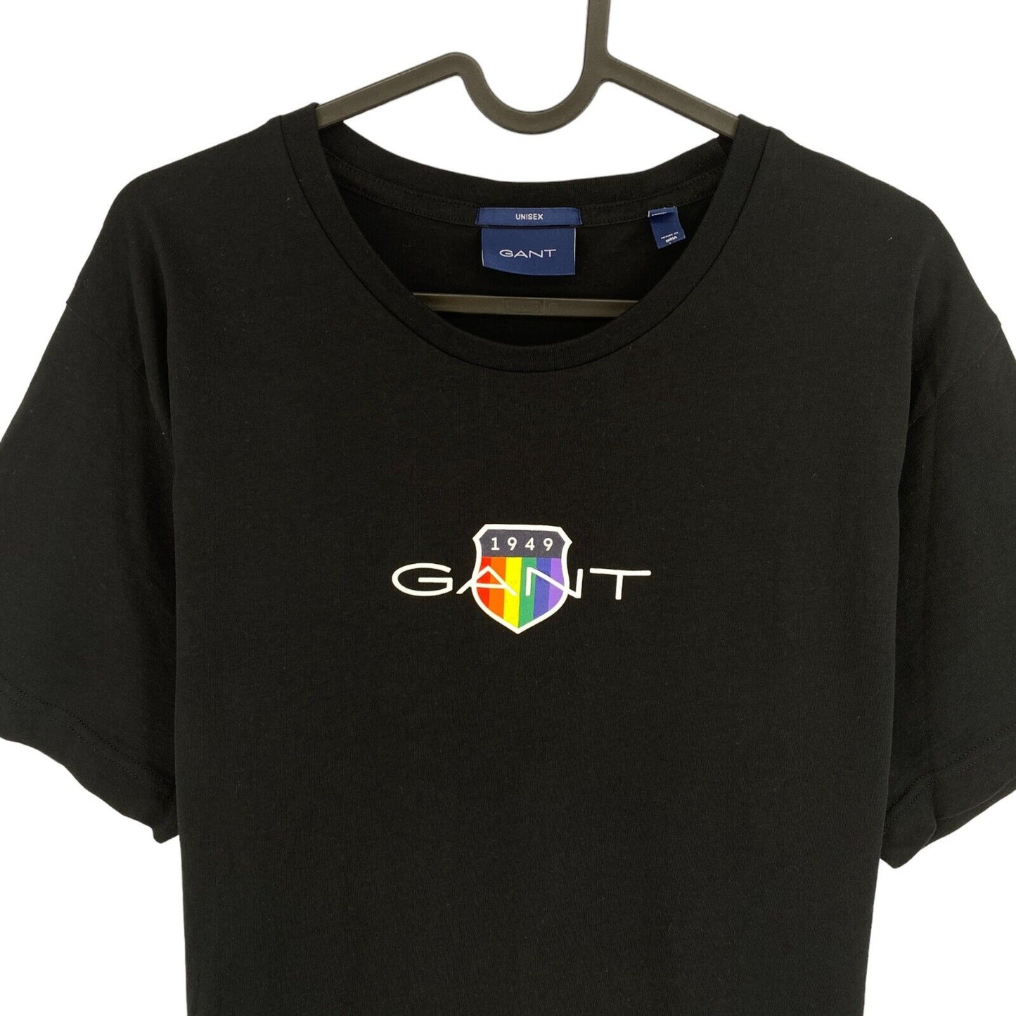 GANT Unisex Black Pride Logo Crew Neck Short Sleeve T Shirt Size XL