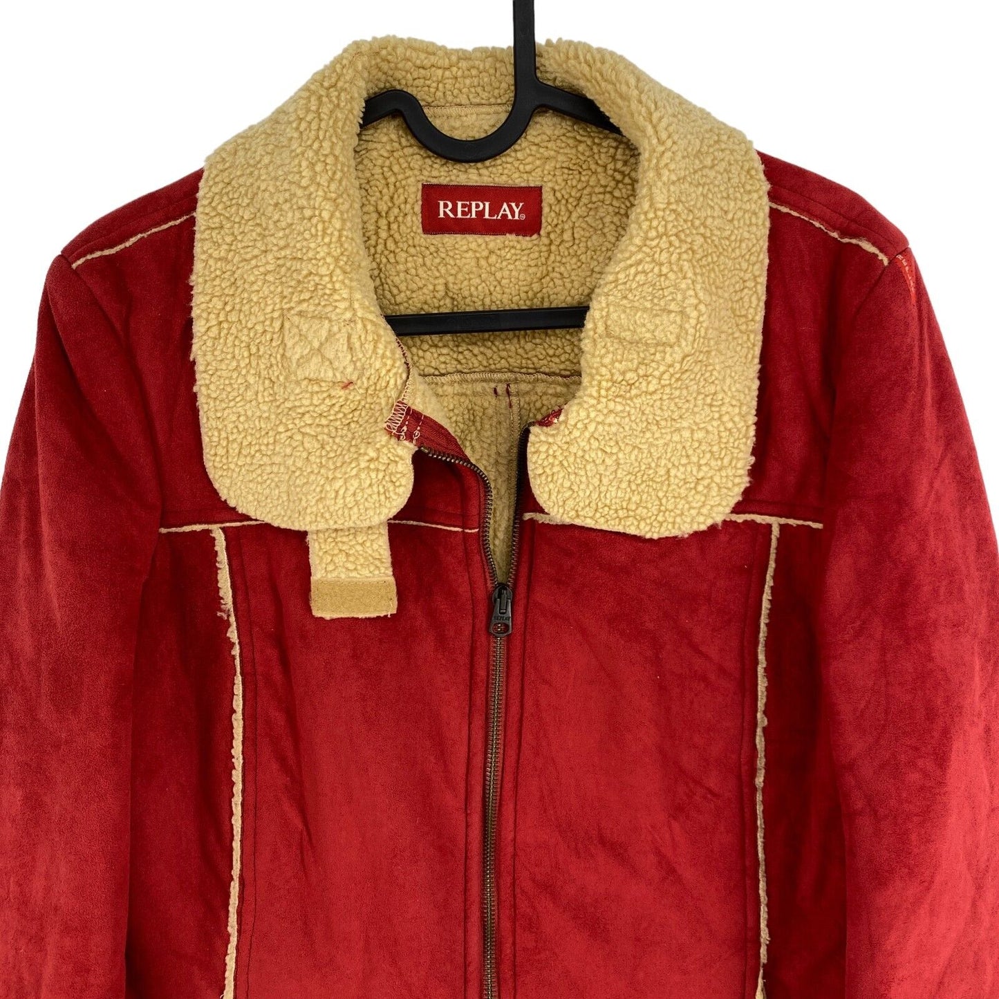 REPLAY Vintage Red Shearling Sherpa Jacket Size M