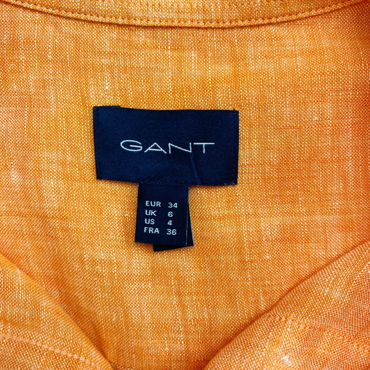 GANT Orange 100% Linen Shirt Size EU 34 UK 6 US 4