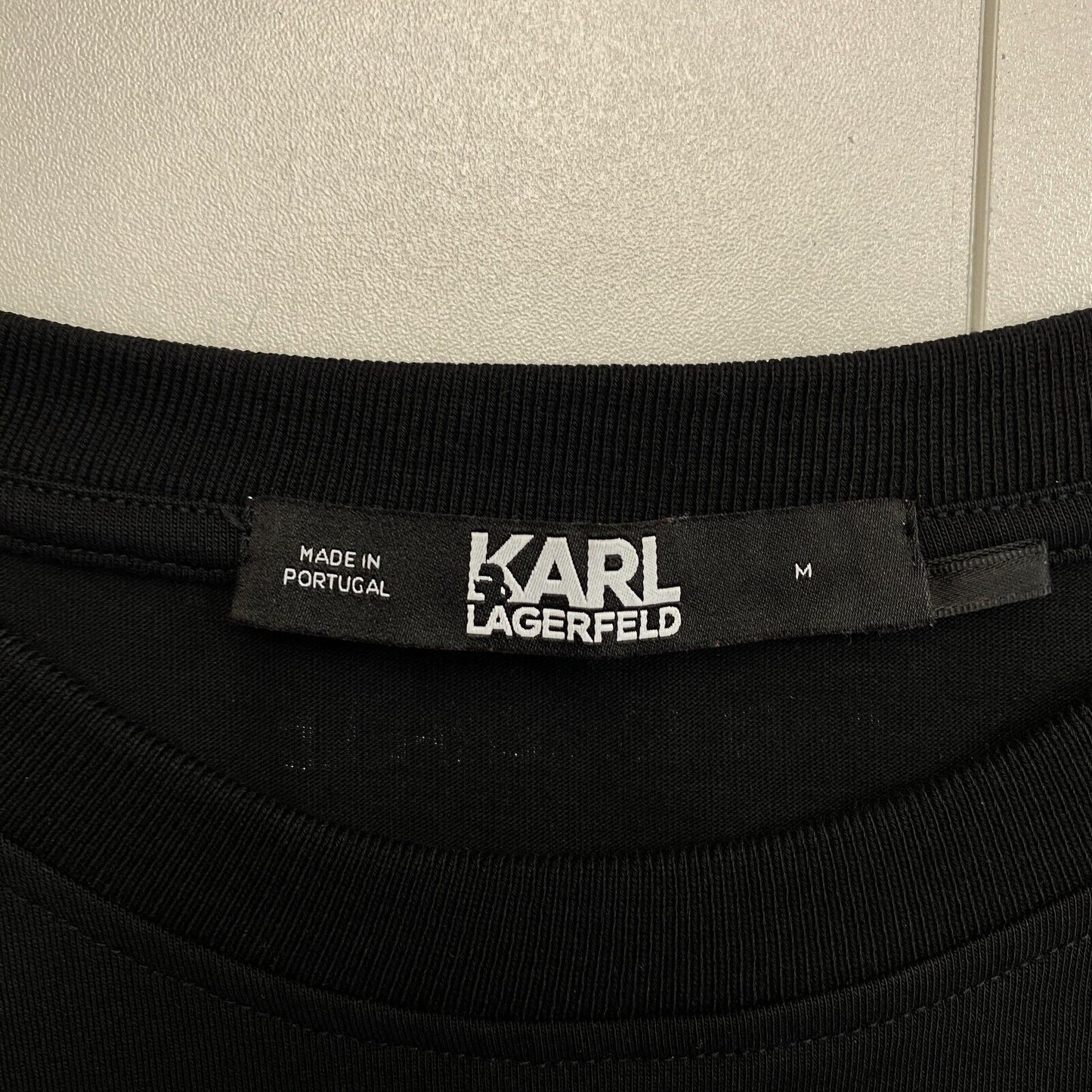 KARL LAGERFELD Unisex Black KL Pocket Crew Neck T Shirt Size M