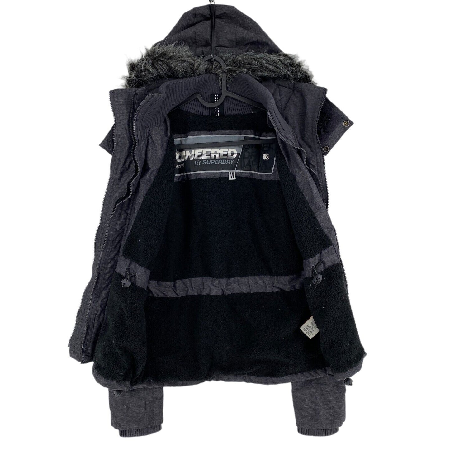 SUPERDRY THE WINDATTACKER Dark Grey Hooded Jacket Coat Size M