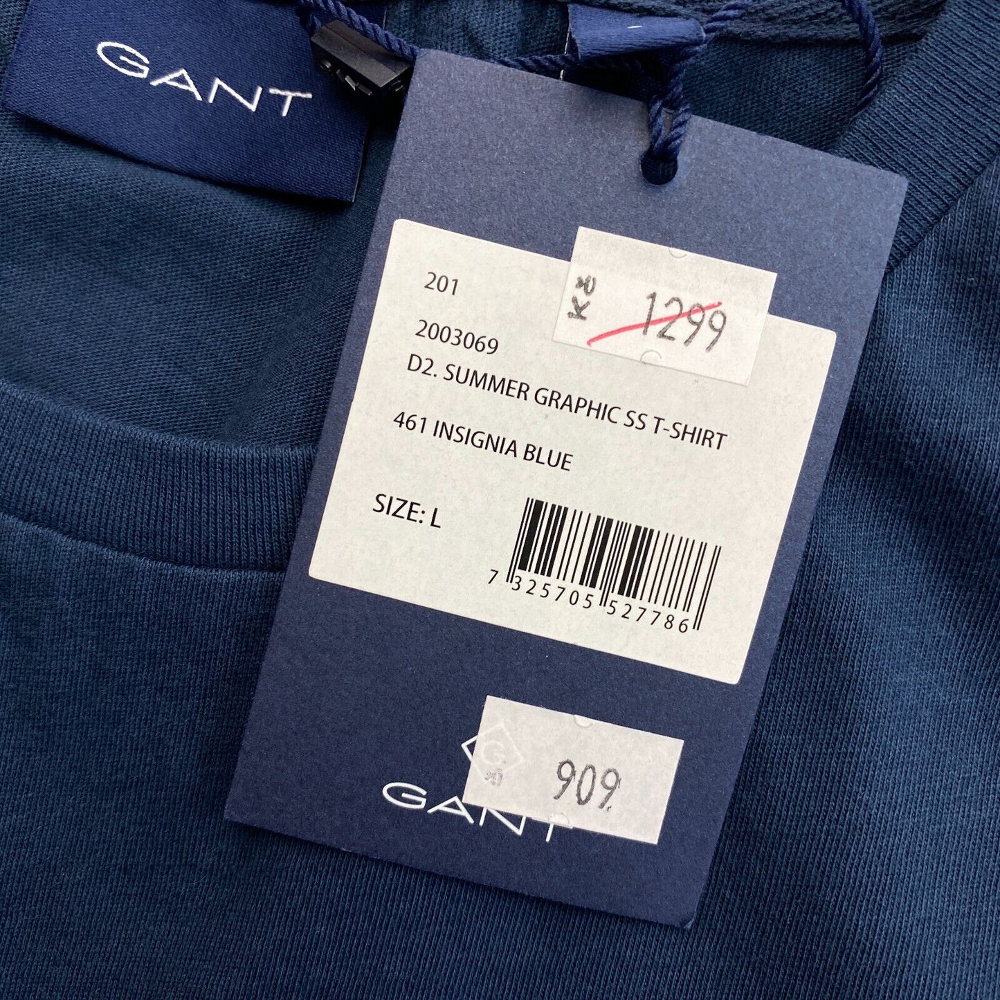 GANT Dark Blue Summer Graphic Crew Neck T-Shirt Size L