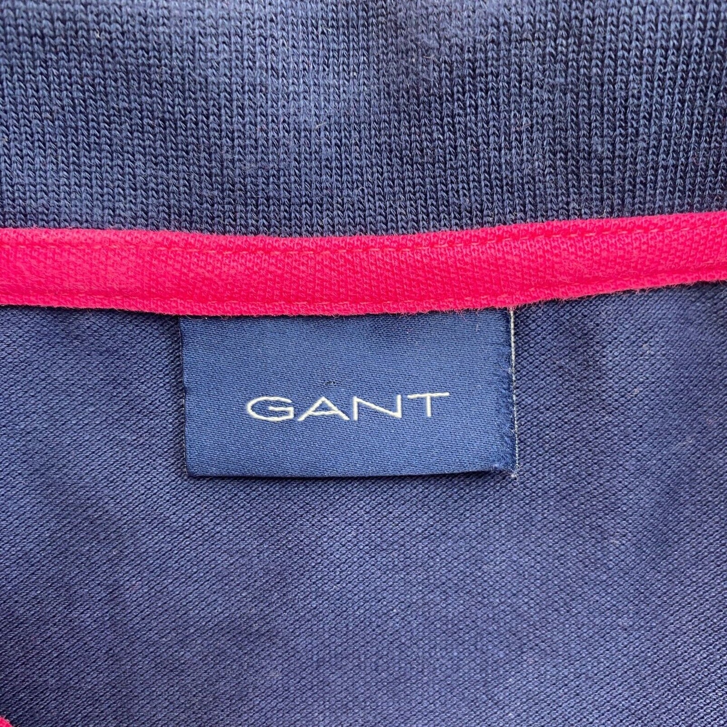 GANT Navy Blue Contrast Collar Pique Rugger Polo Shirt Size S