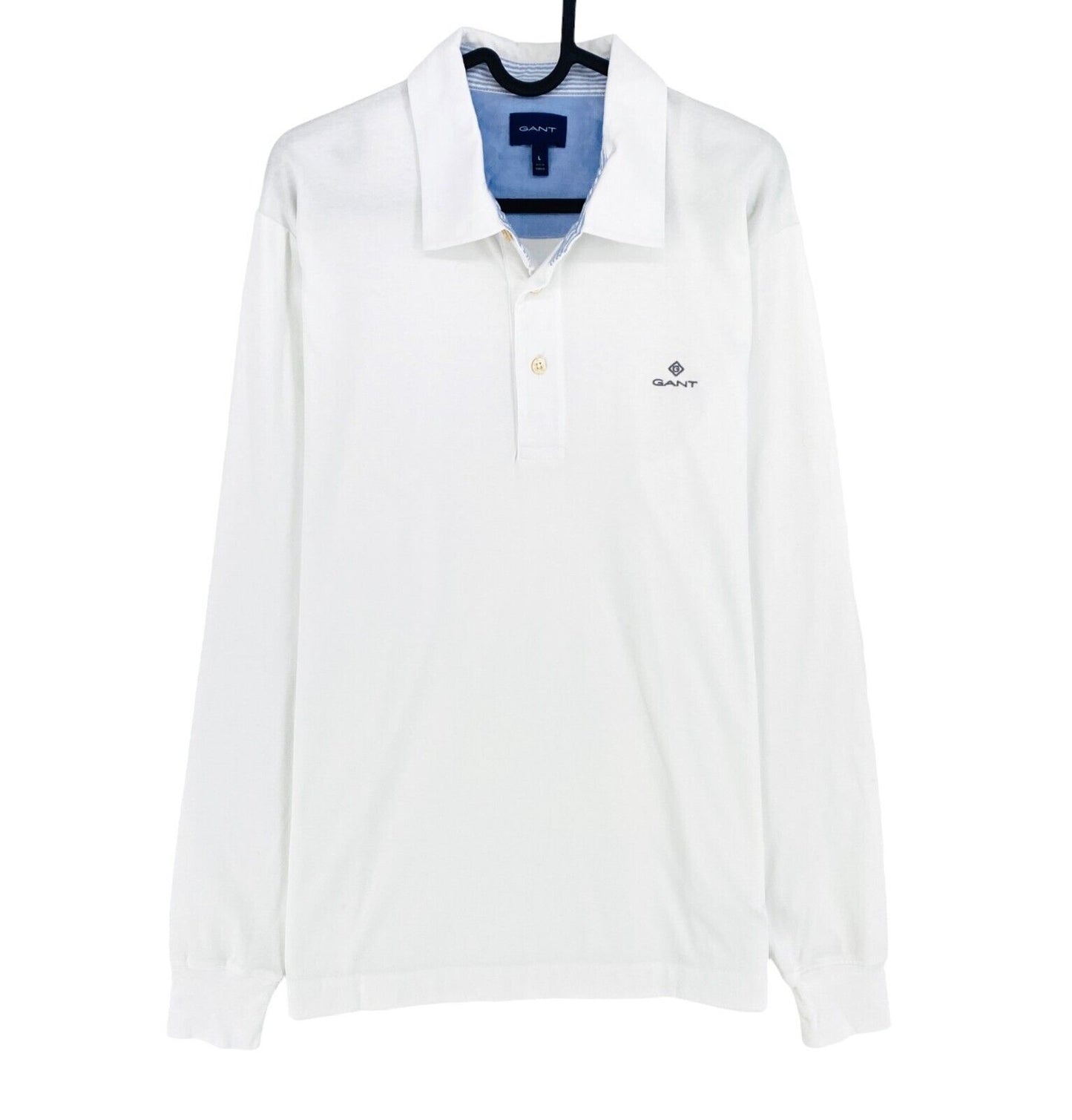 GANT White Jersey Rugger Long Sleeve Polo Shirt Size L