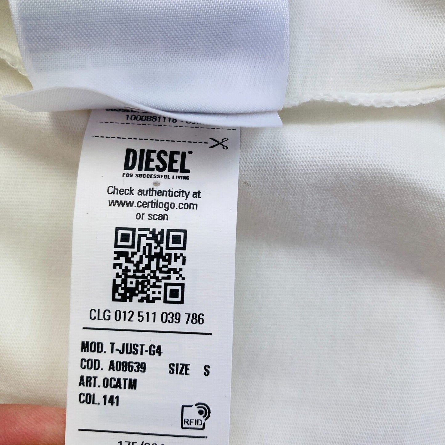 DIESEL White With Spray Can Print Crew Neck T Shirt Size S