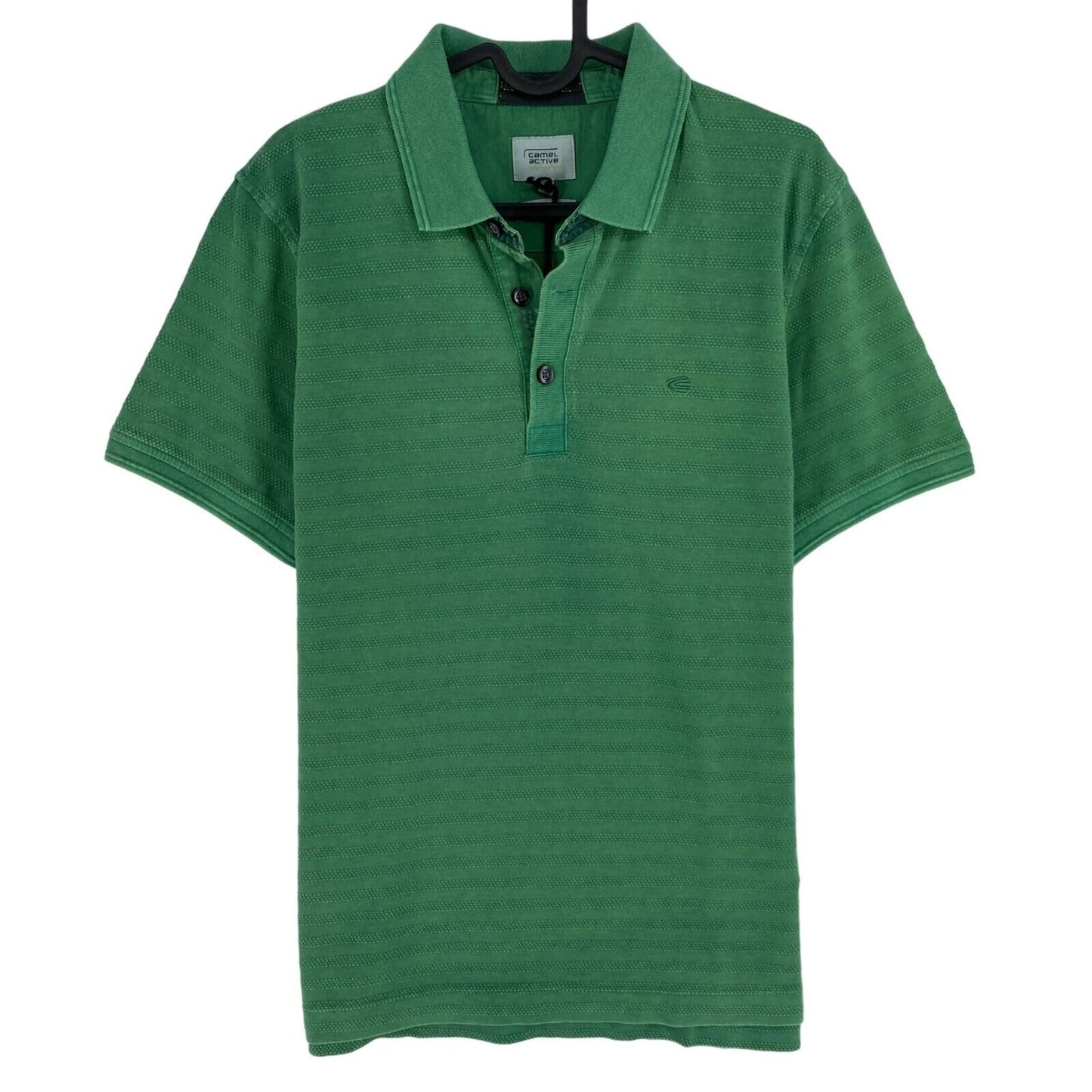 CAMEL ACTIVE Green Raw Dyed Texture Pique Polo Shirt Size S