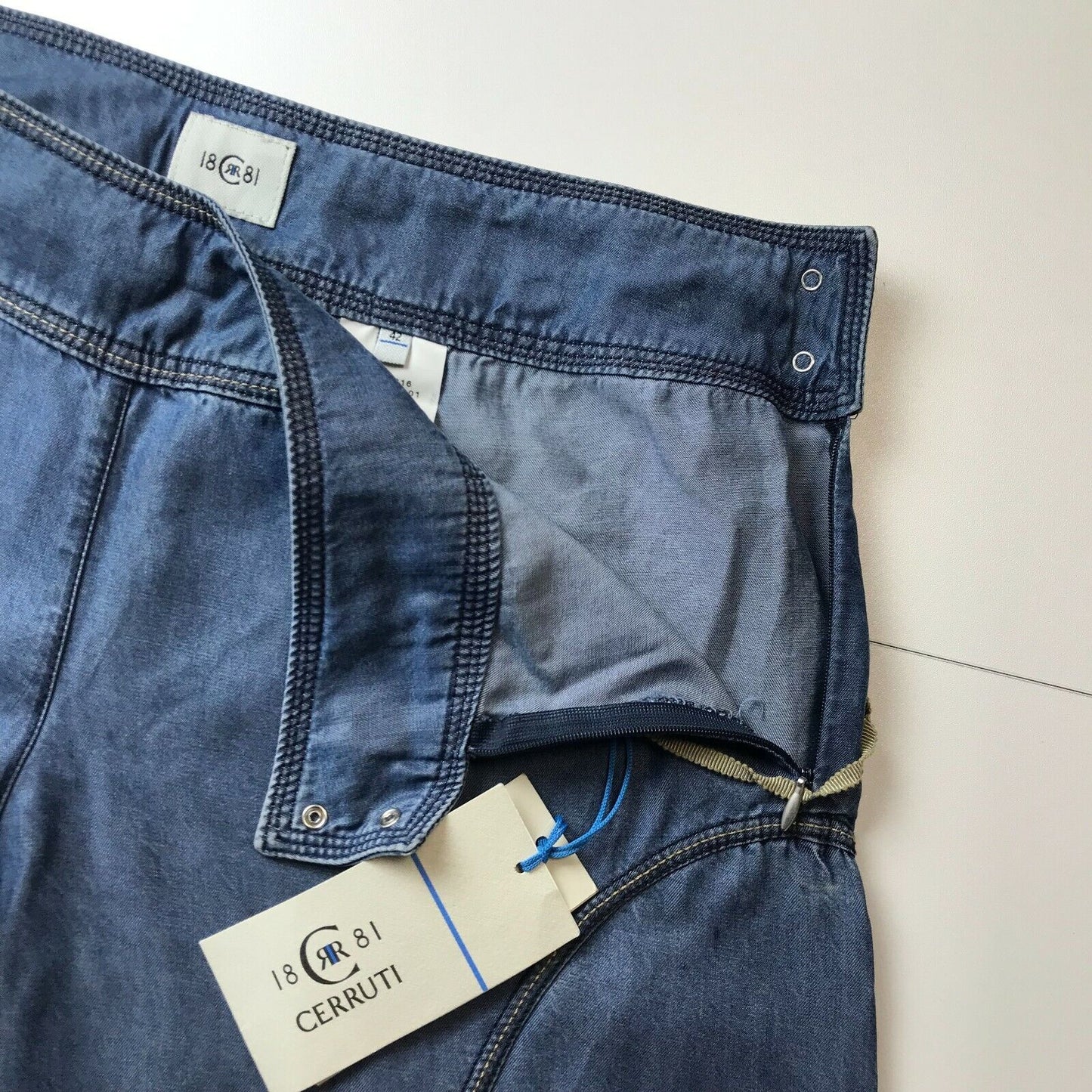 CERRUTI Women Blue Loose Straight Fit Lyocell Trousers Size 42