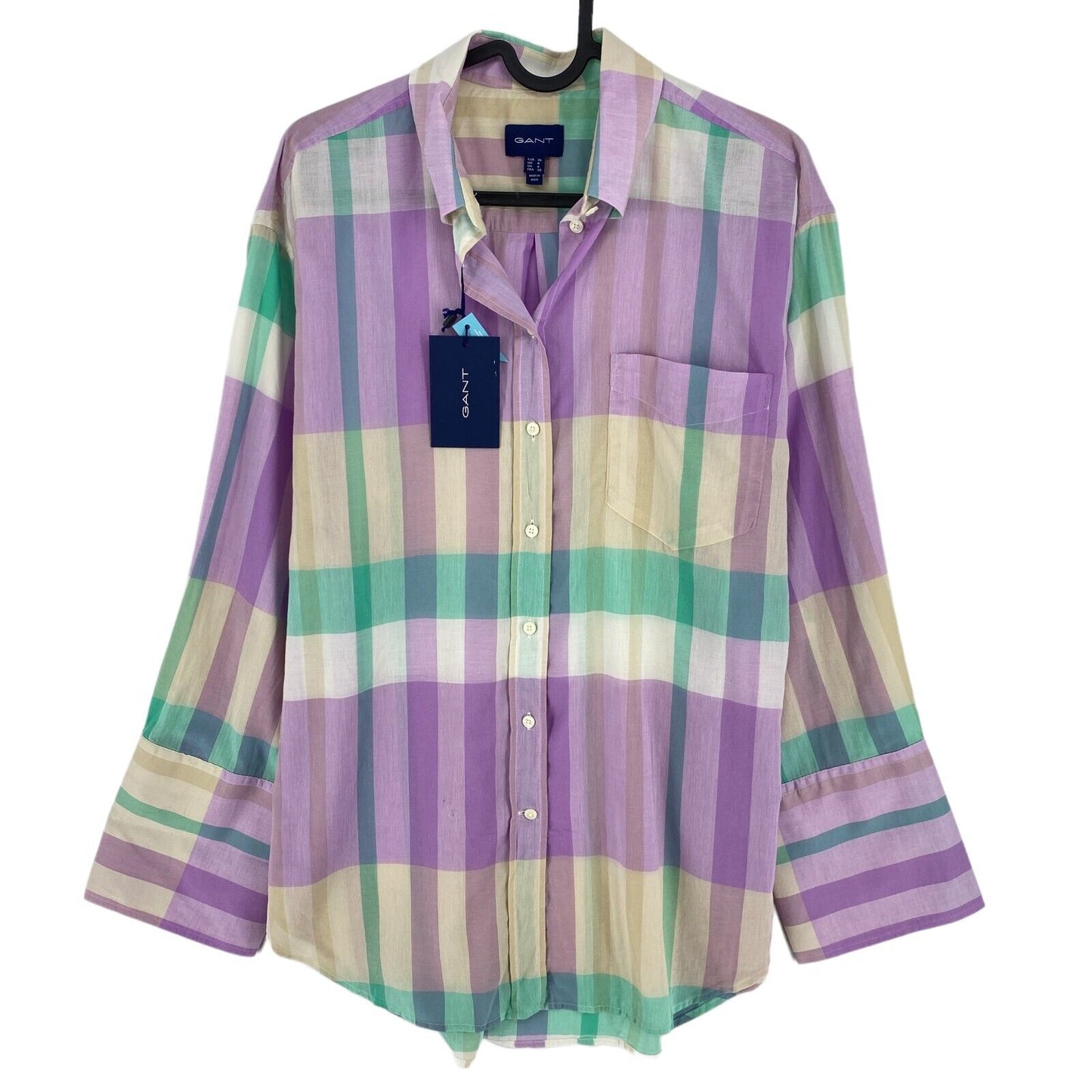 Chemise GANT Purple Wide Cuff Madras Taille EU 36 UK 8 US 6