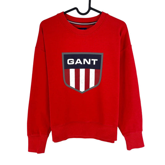 GANT Women Red Retro Shield Crew Neck Sweater Pullover Size M