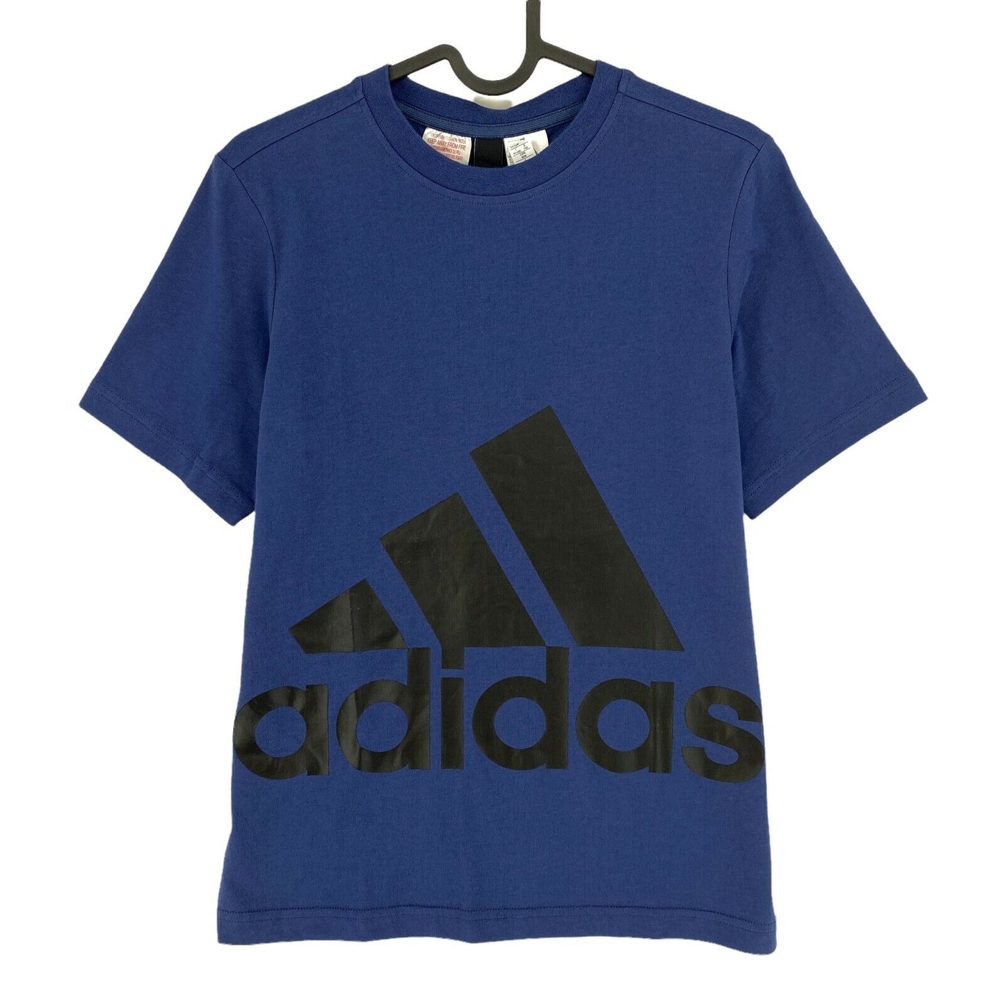 Adidas Youth Boys Blue Big Logo Crew Neck T Shirt Size 11 - 12 Years