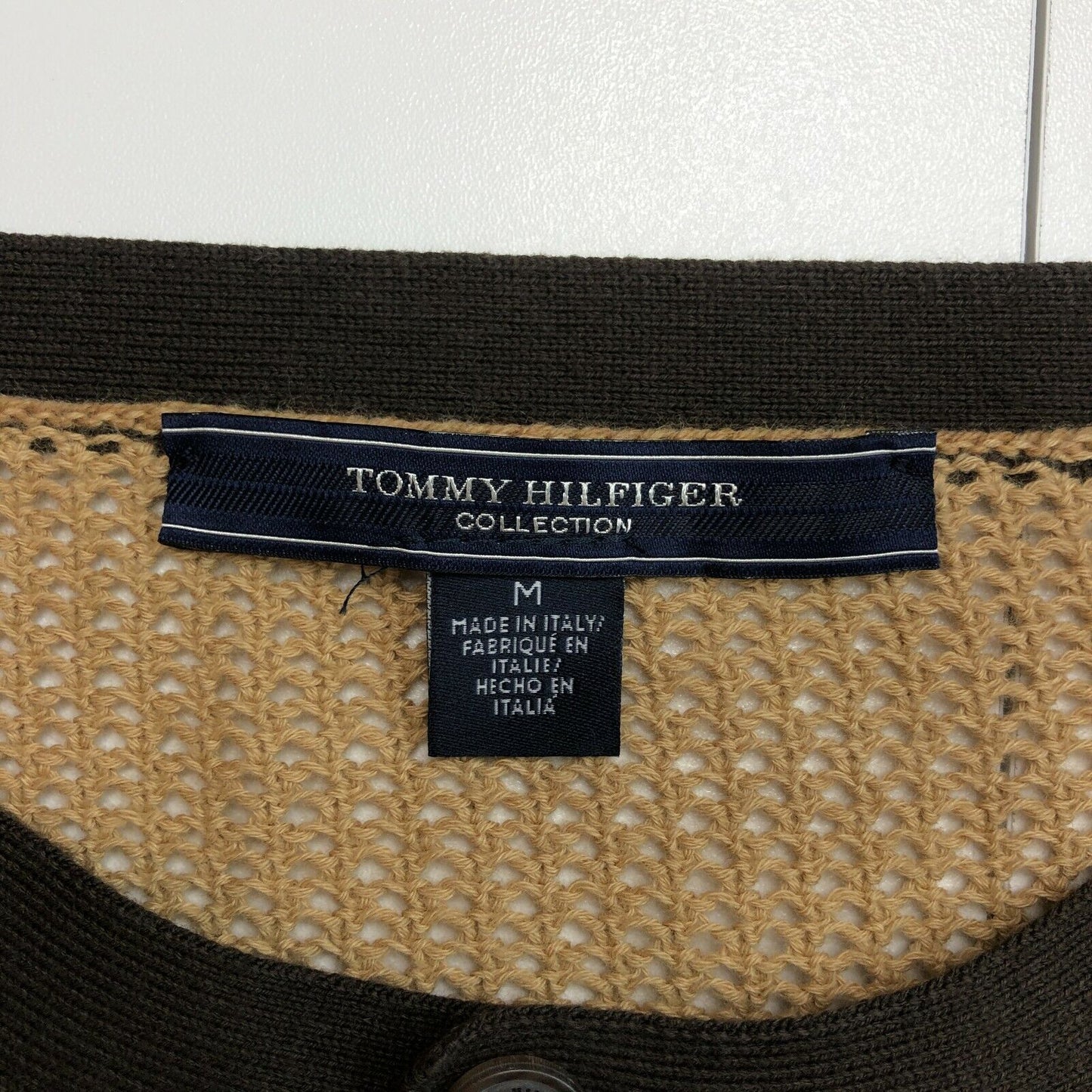 TOMMY HILFIGER COLLECTION Brown Striped Crew Neck Sweater Jumper Size M