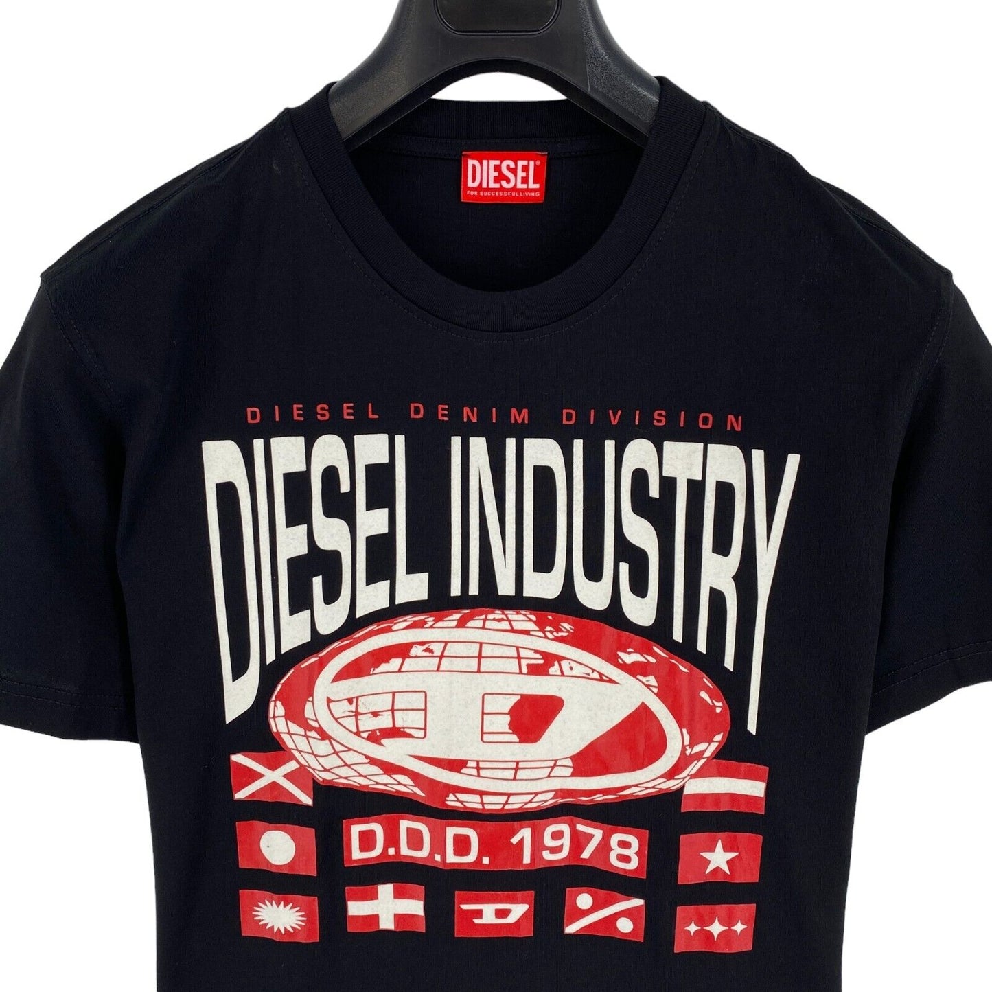 DIESEL Men Black T-DIEGOR-L8 Crew Neck Short Sleeves T Shirt Size 2XL XXL