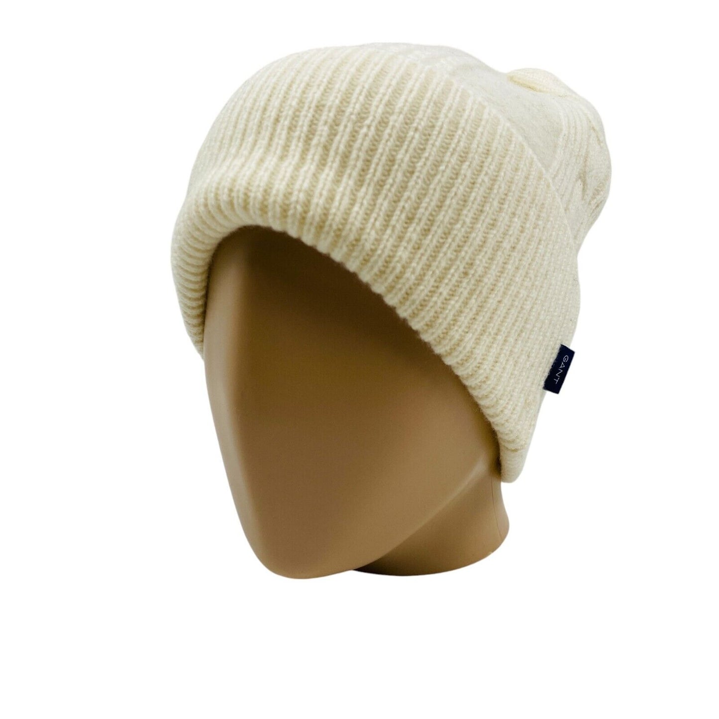 GANT Unisex Cream White Wool Beanie Winter Hat One Size