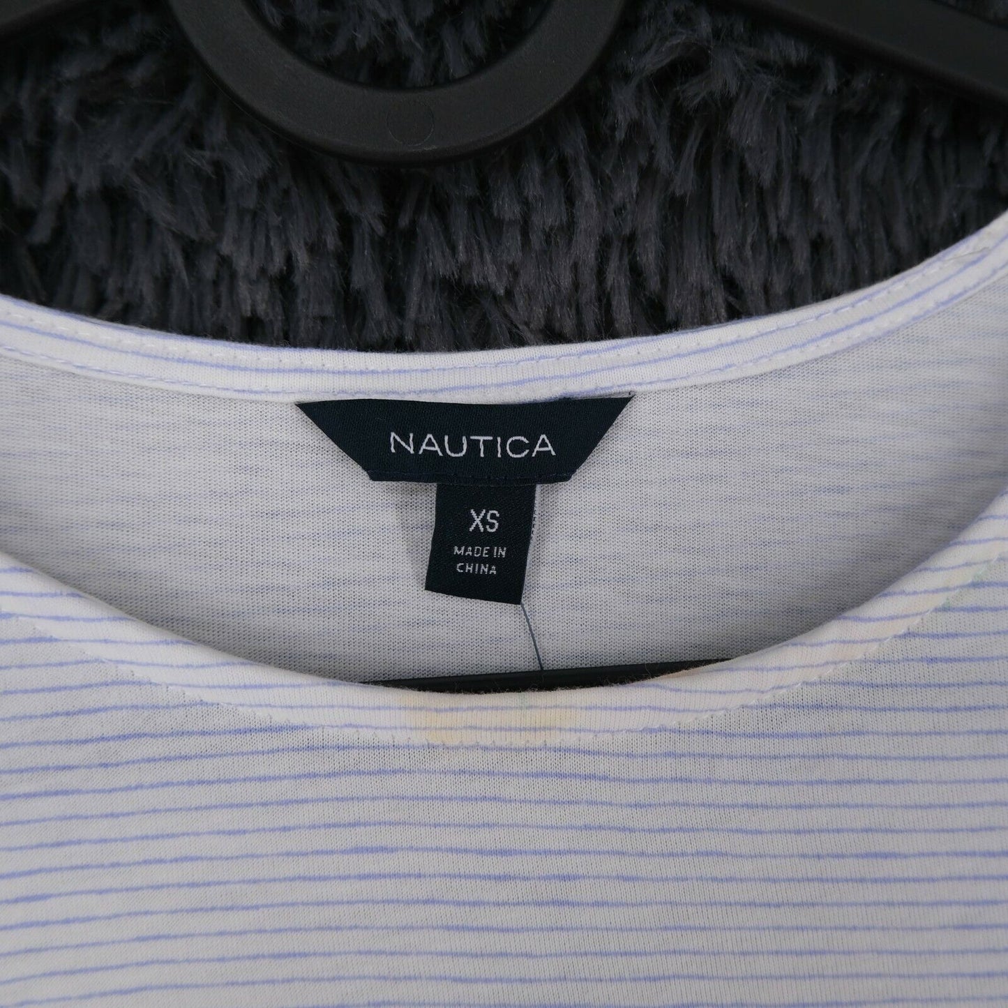 NAUTICA White Micro Stripe Crew Neck T Shirt Top Size XS