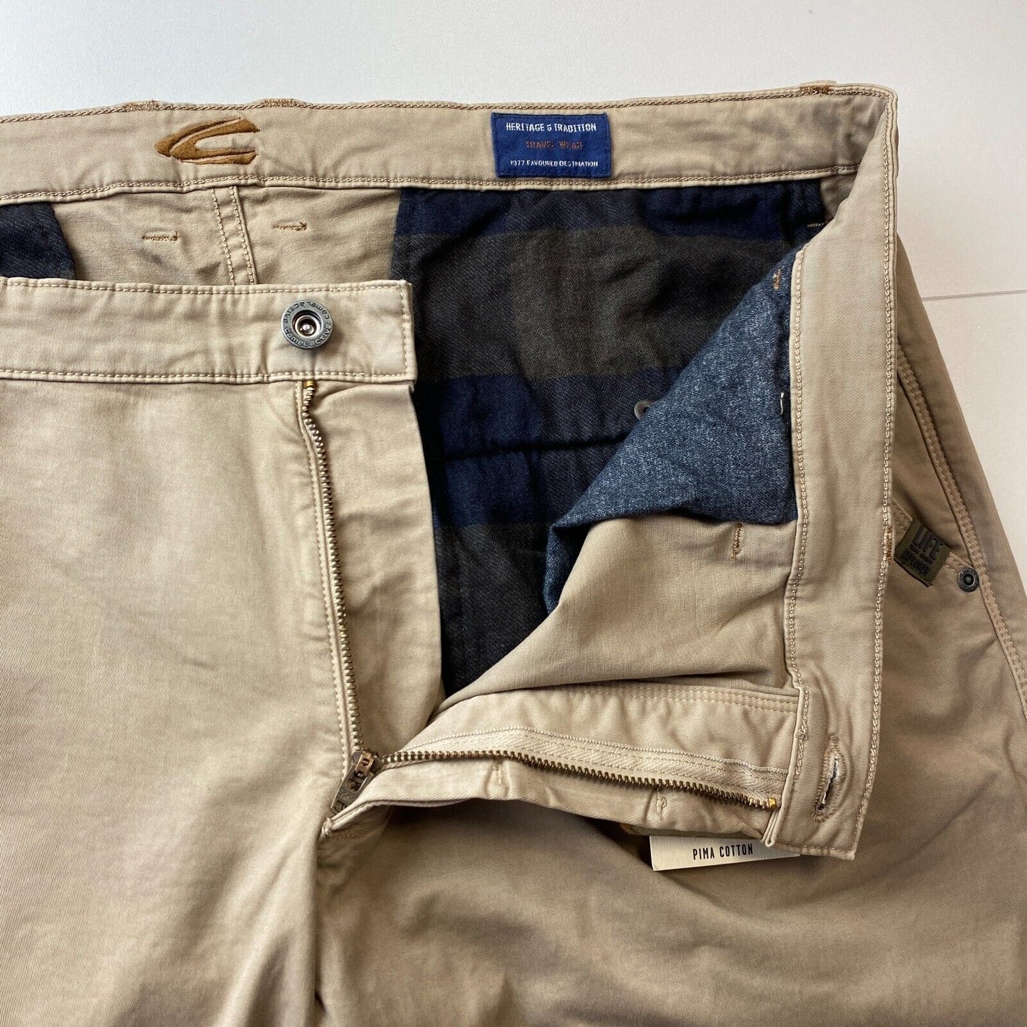 Camel Active MADISON Beige Modern Slim Fit Chino Trousers W40 L36