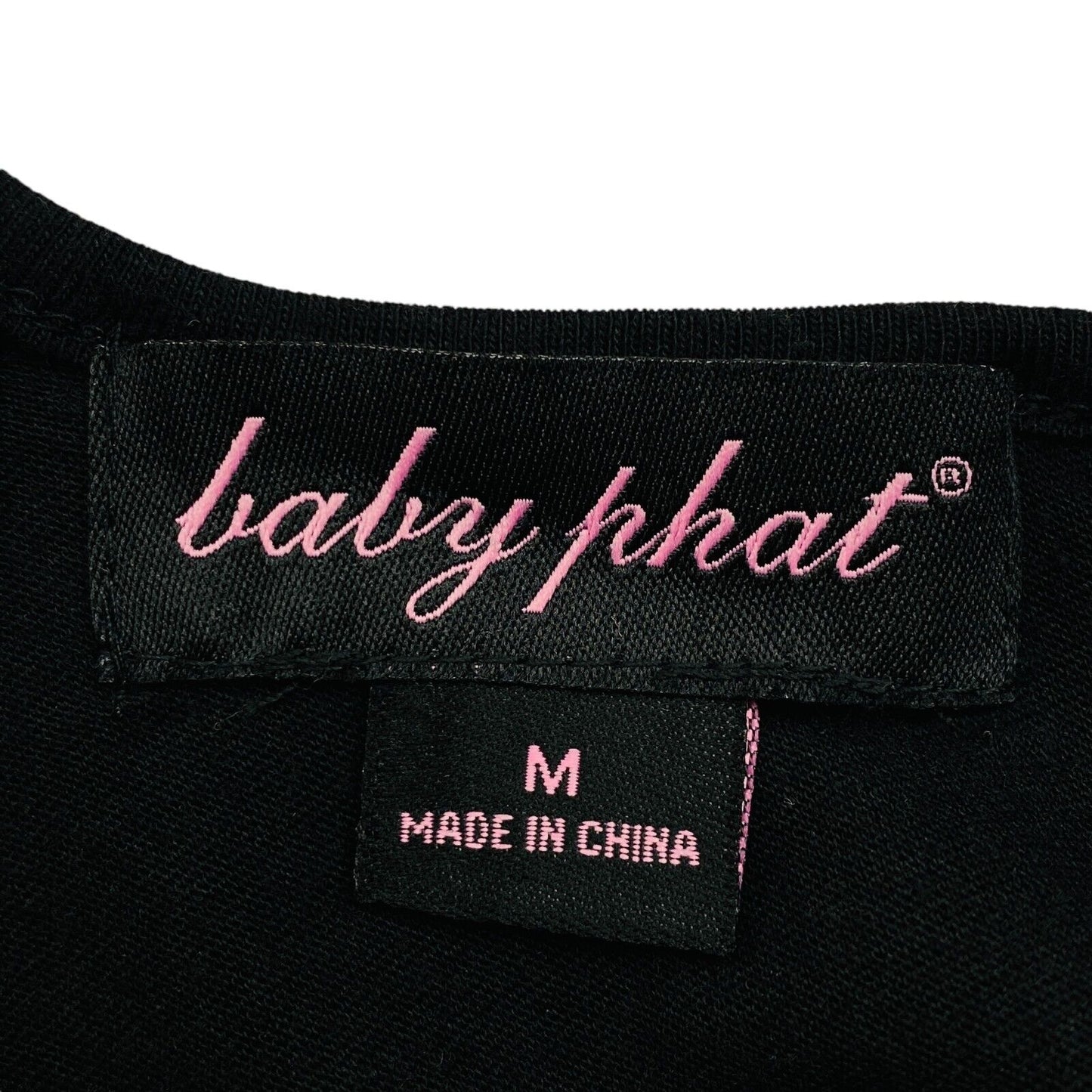 BABY PHAT Schwarze Bluse aus Baumwollmischung mit offenem Rücken und langen Ärmeln und Rundhalsausschnitt, Größe M