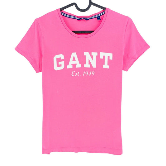 GANT T-shirt à manches courtes et col rond rose avec grand logo taille XS