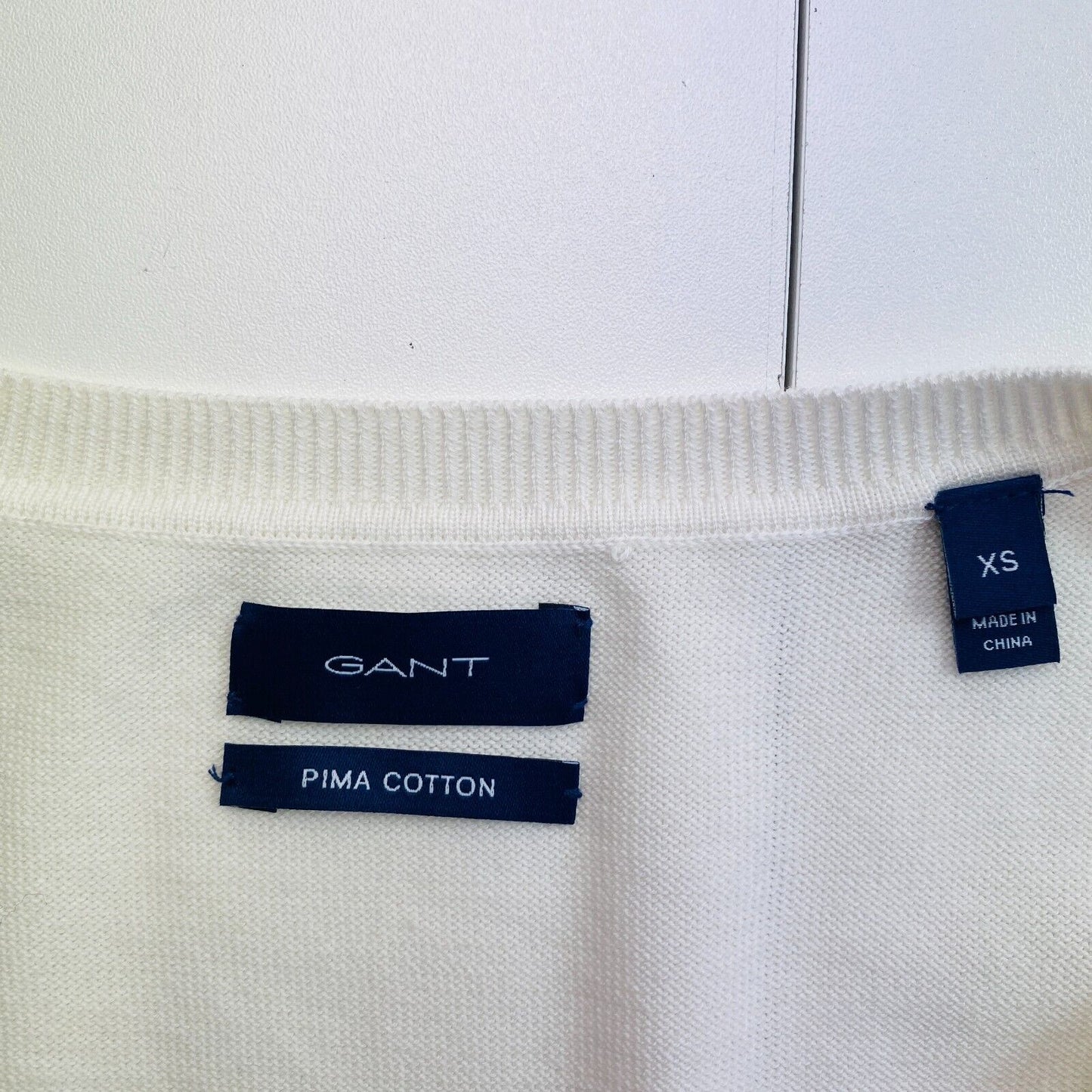 GANT Women White Cotton V Neck Jumper Sweater Size XS