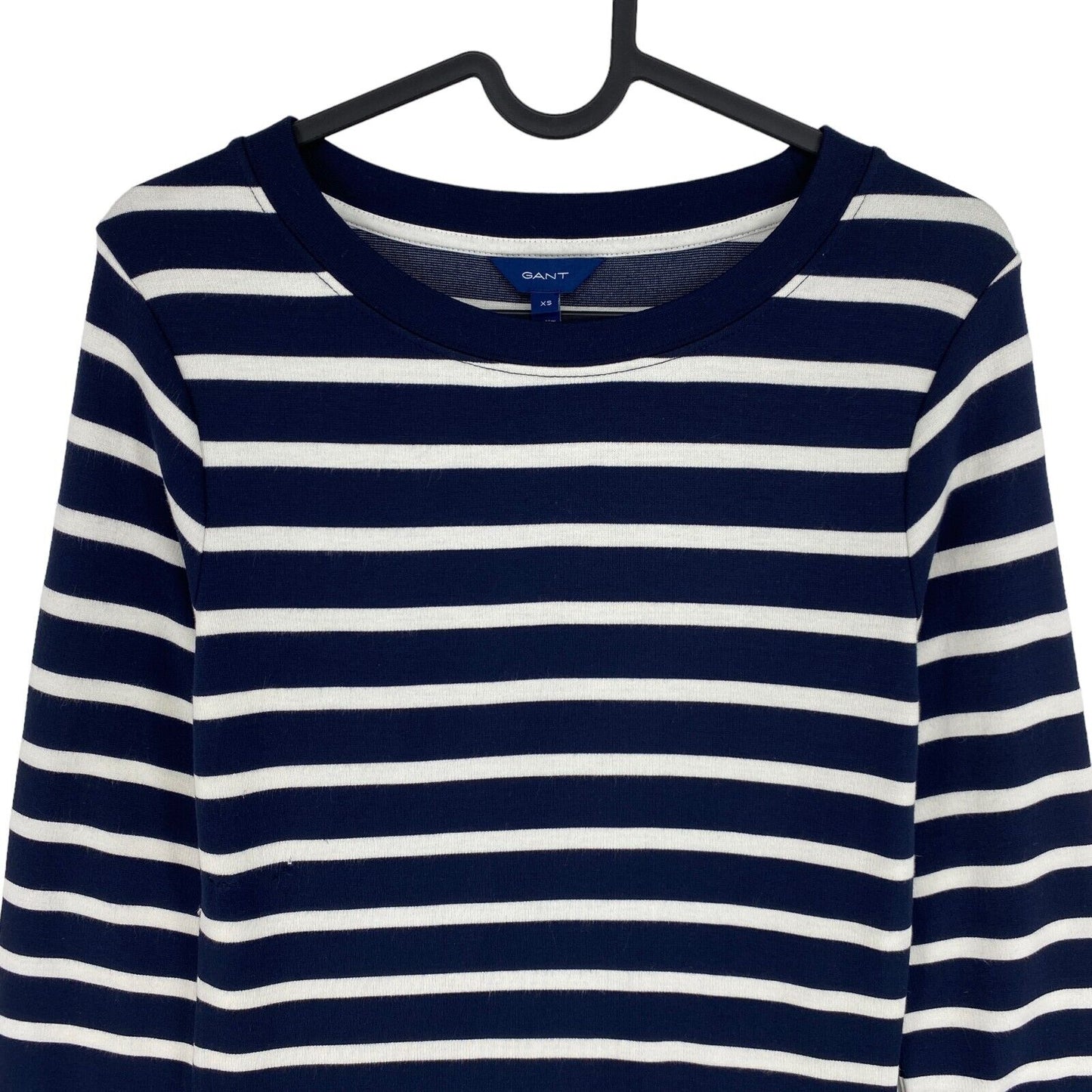 GANT Navy Blue Bar Striped Jersey Crew Neck Dress Size XS