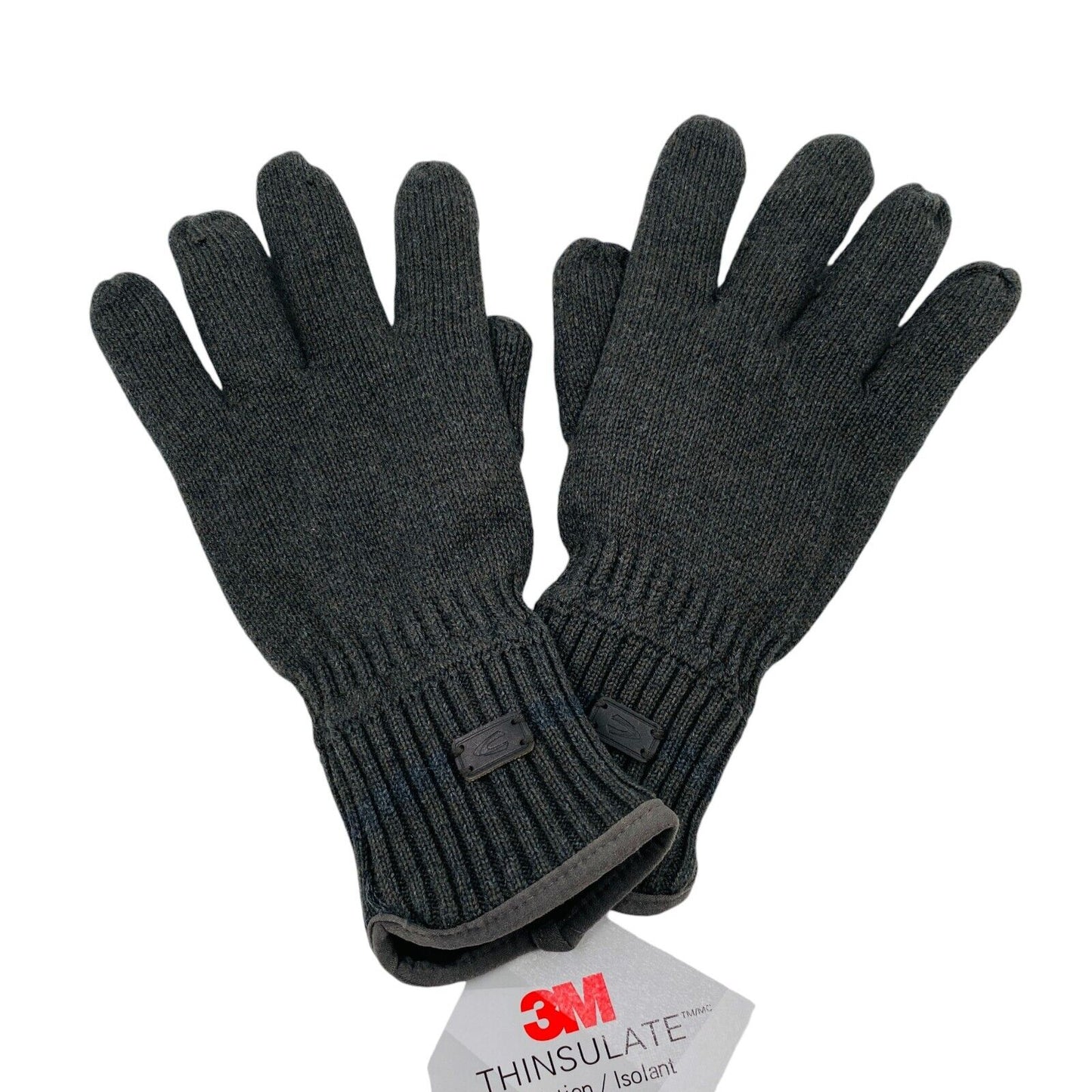 Camel Active Mens Dark Grey Cotton Insulated Warm Knit Gloves Size XL