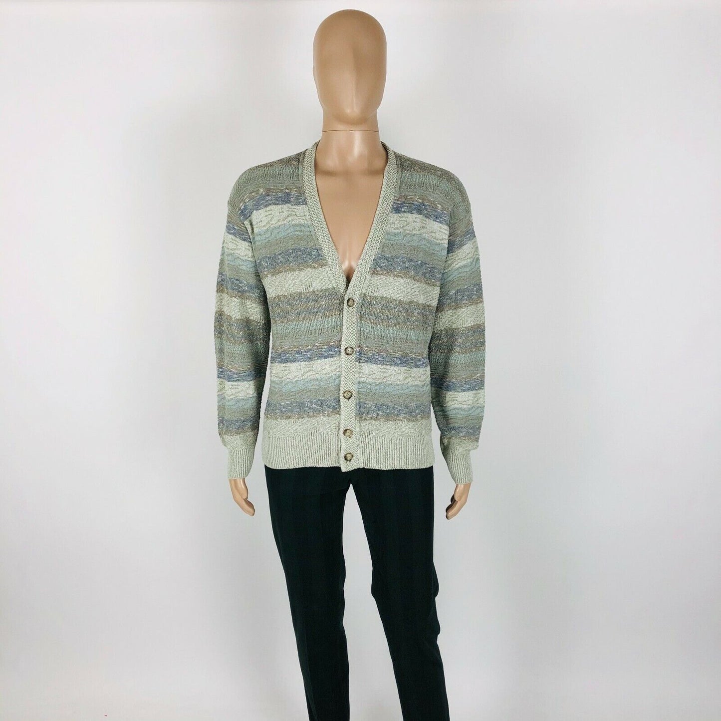 Cosby vintage Rétro années 90 SUNNY Gris Cardigan Pull EUR 48 US UK 38 - M