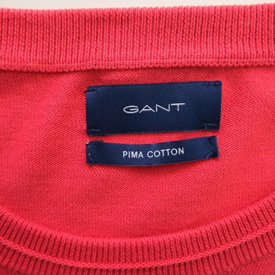 GANT Mens Pink Crew Neck Pima Lux Contrast Jumper Sweater Size L