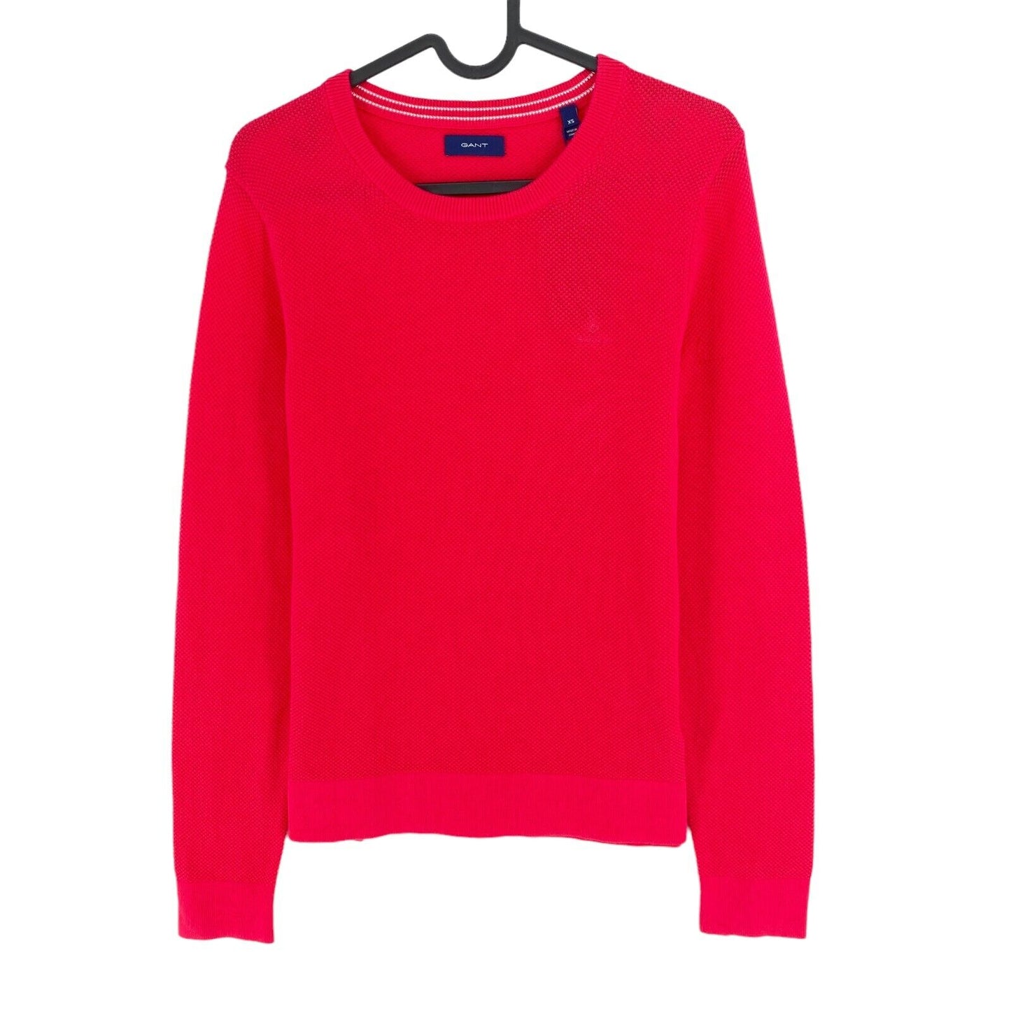 GANT Reddish Pink Cotton Pique Crew Neck Sweater Jumper Size XS