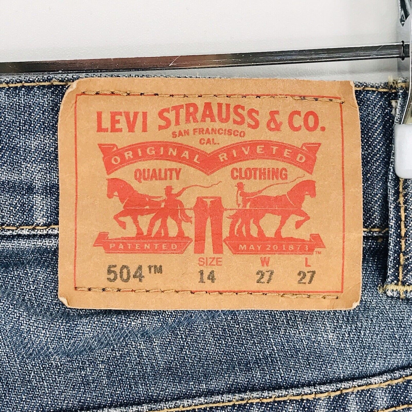 Vintage Levi's 504 Boys Blue Regular Straight Fit Jeans 14 / W27 L27