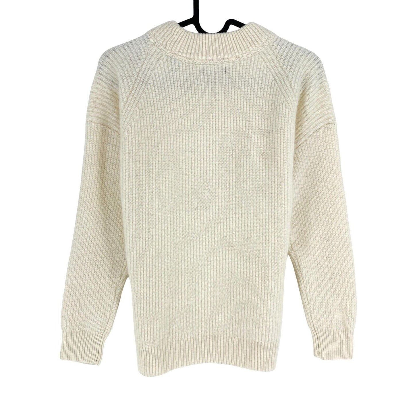 GANT Women Beige Rib Wool Crew Neck Sweater Jumper Size M